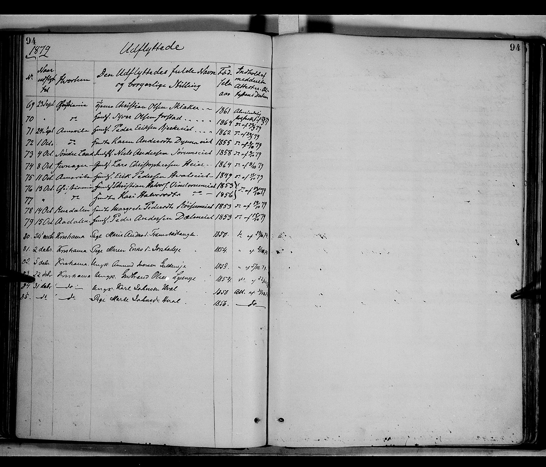 Gran prestekontor, SAH/PREST-112/H/Ha/Haa/L0013: Parish register (official) no. 13, 1875-1879, p. 94