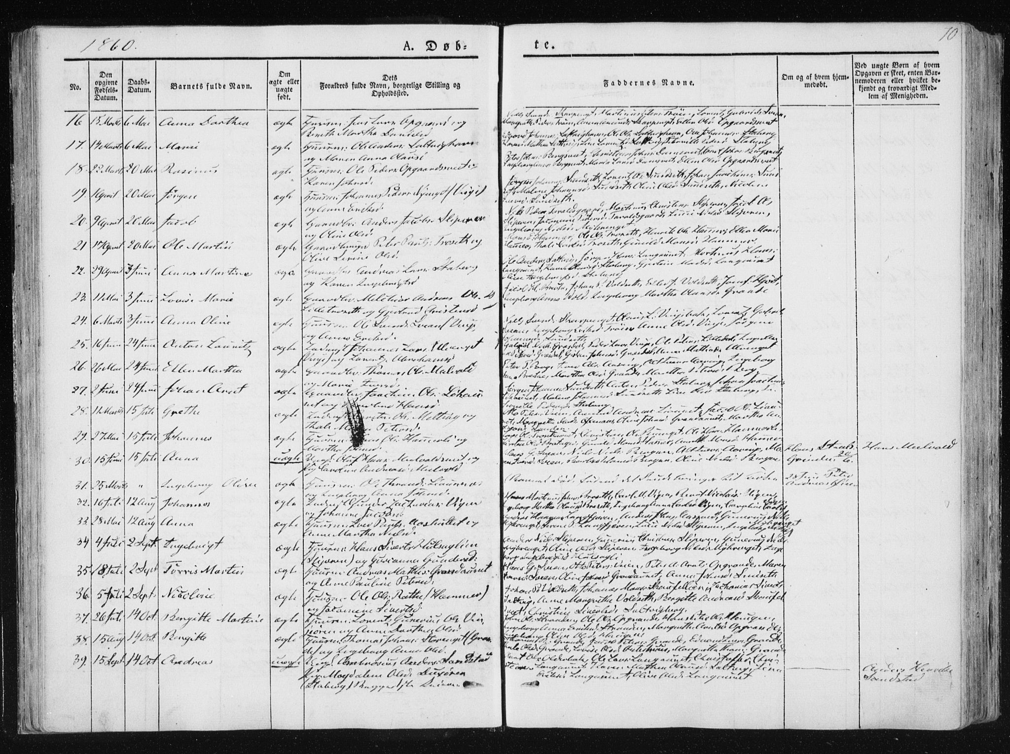 Ministerialprotokoller, klokkerbøker og fødselsregistre - Nord-Trøndelag, SAT/A-1458/733/L0323: Parish register (official) no. 733A02, 1843-1870, p. 70