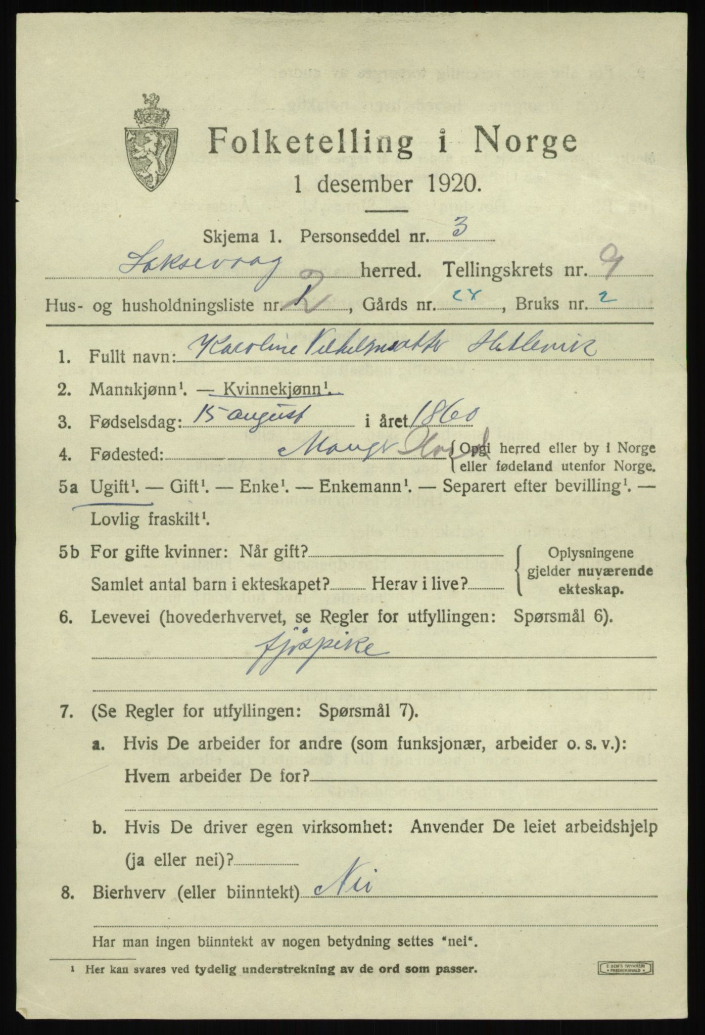 SAB, 1920 census for Laksevåg, 1920, p. 19418