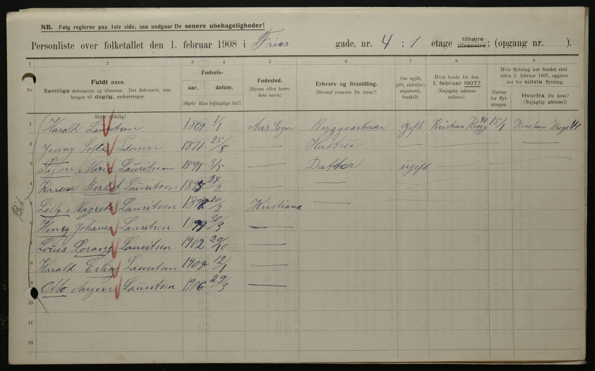 OBA, Municipal Census 1908 for Kristiania, 1908, p. 24305