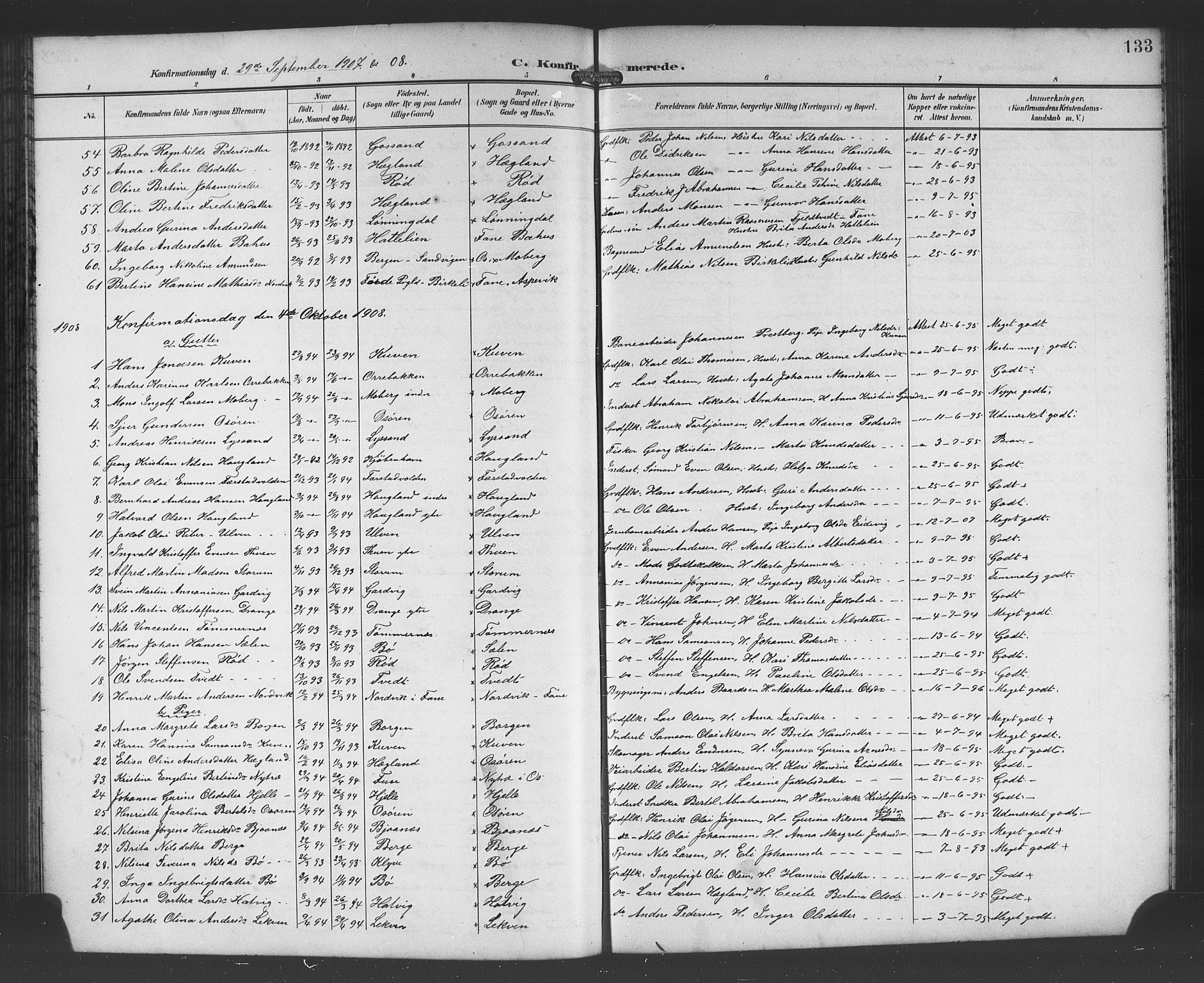 Os sokneprestembete, SAB/A-99929: Parish register (copy) no. A 3, 1897-1913, p. 133