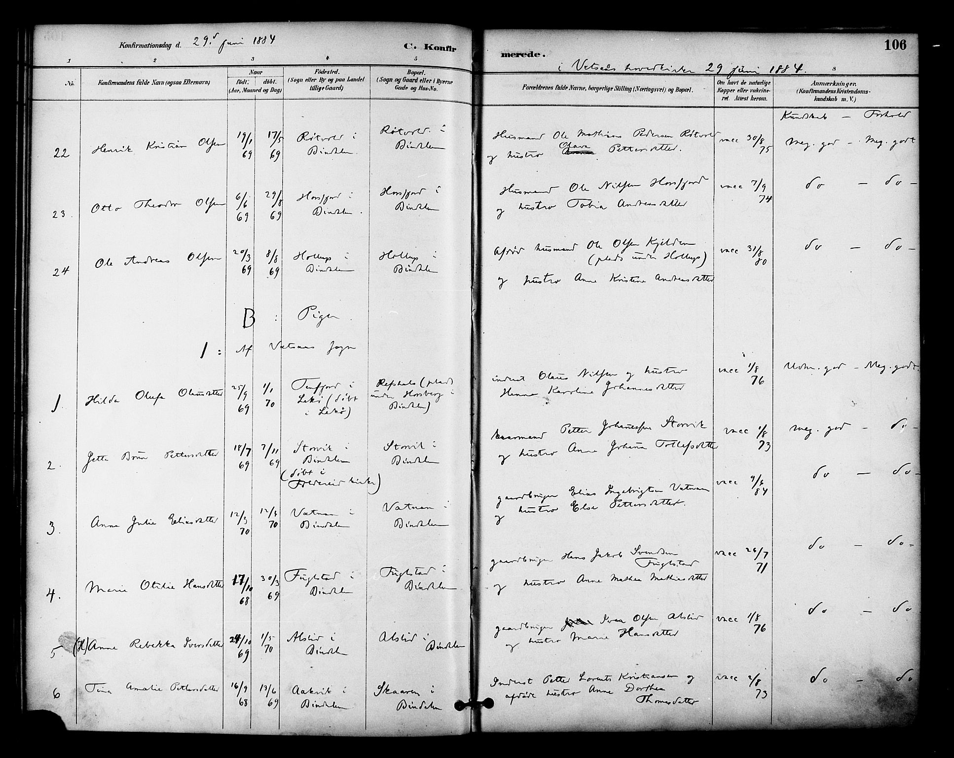 Ministerialprotokoller, klokkerbøker og fødselsregistre - Nordland, AV/SAT-A-1459/810/L0150: Parish register (official) no. 810A10 /1, 1884-1895, p. 106