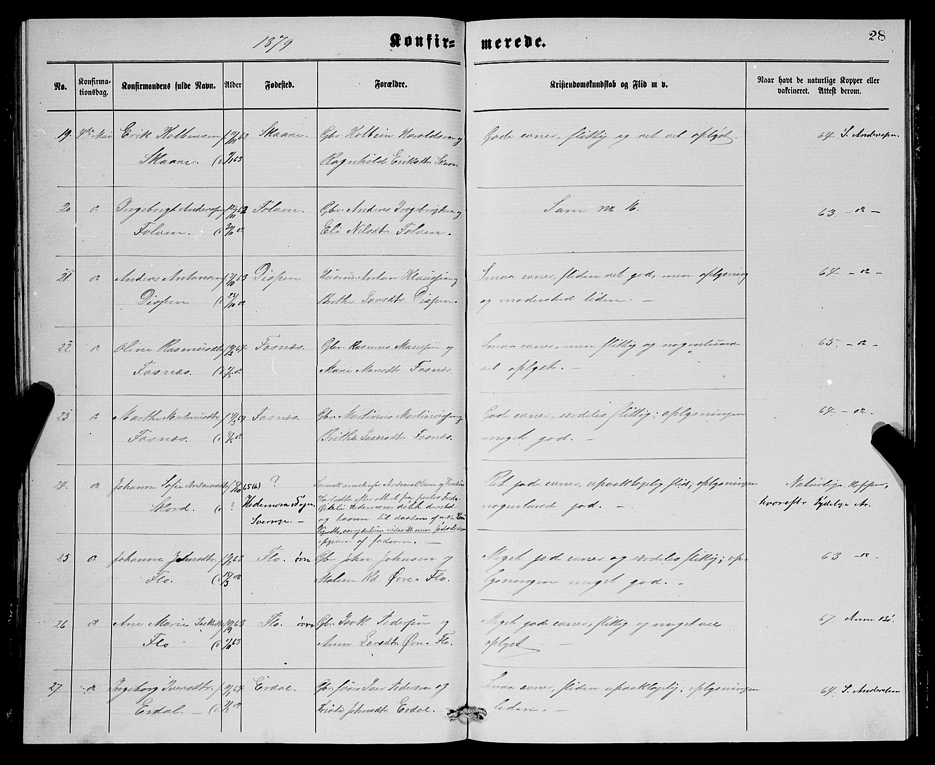 Stryn Sokneprestembete, AV/SAB-A-82501: Parish register (copy) no. C 2, 1877-1881, p. 28