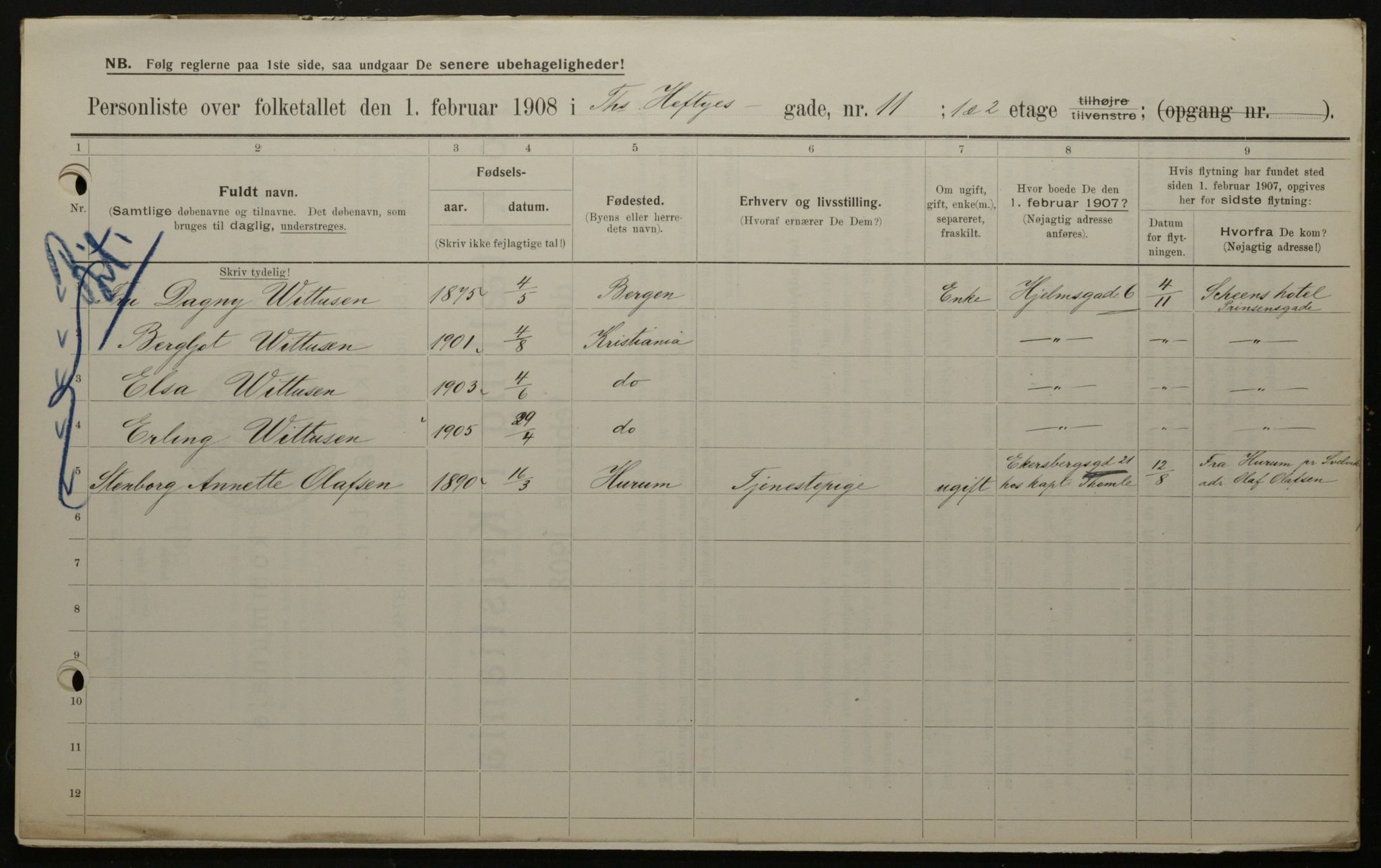 OBA, Municipal Census 1908 for Kristiania, 1908, p. 97908