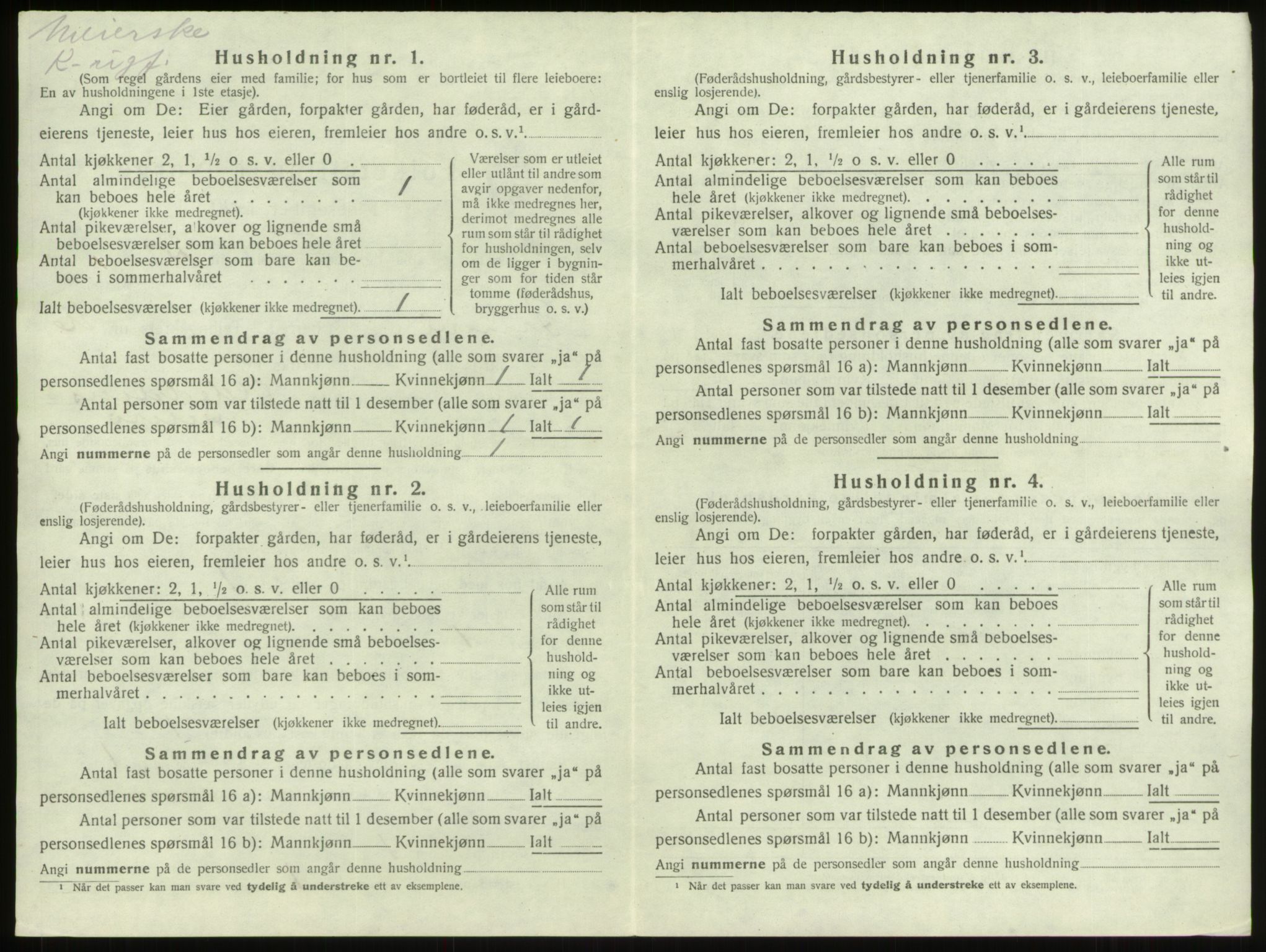 SAB, 1920 census for Innvik, 1920, p. 1005