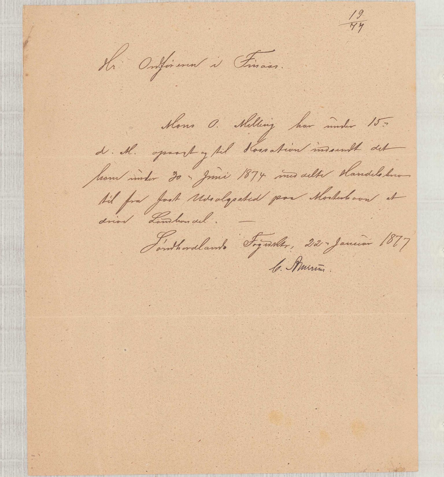 Finnaas kommune. Formannskapet, IKAH/1218a-021/D/Da/L0001/0002: Korrespondanse / saker / Kronologisk ordna korrespodanse, 1876-1879, p. 10