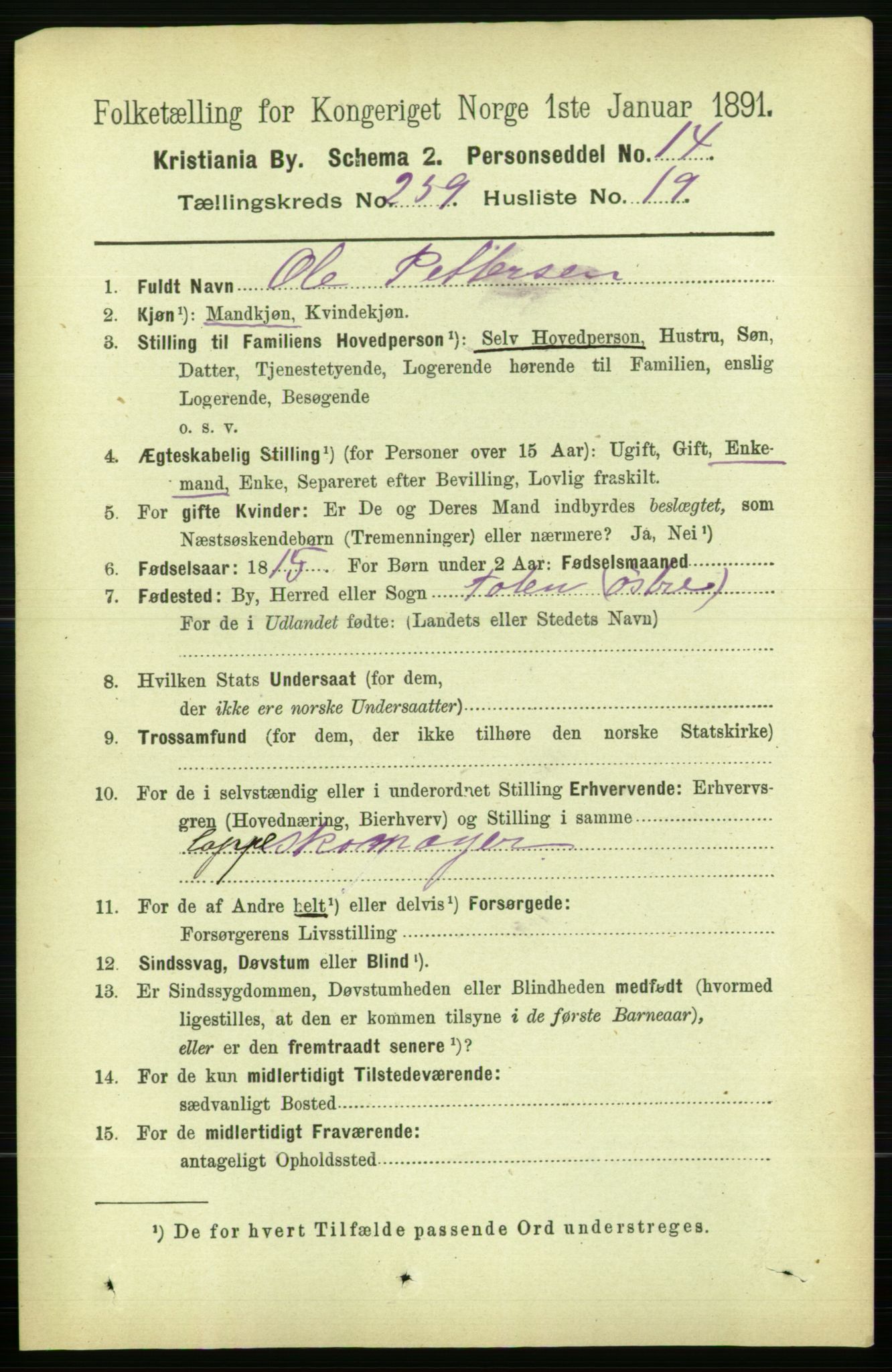 RA, 1891 census for 0301 Kristiania, 1891, p. 157688