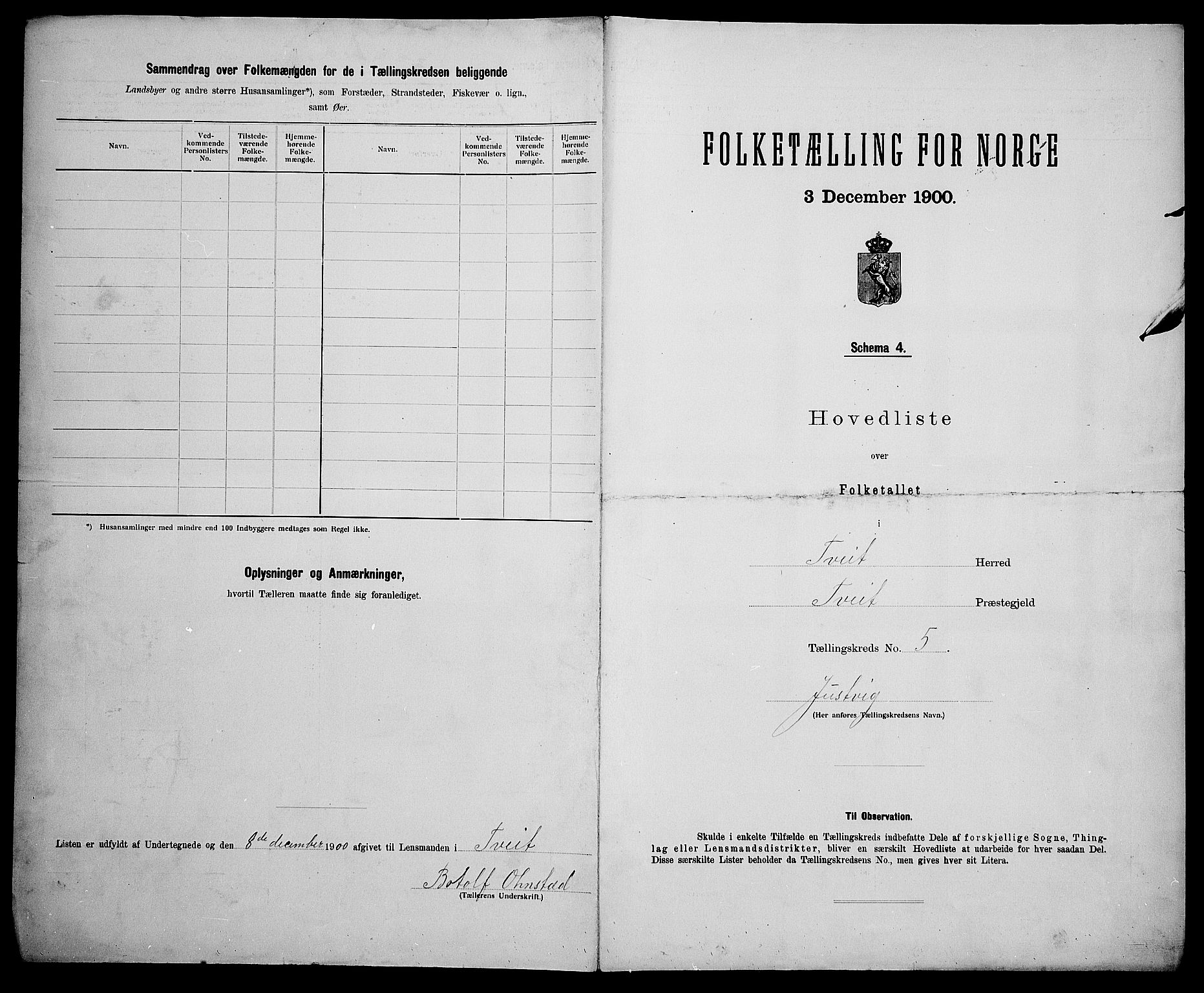 SAK, 1900 census for Tveit, 1900, p. 18