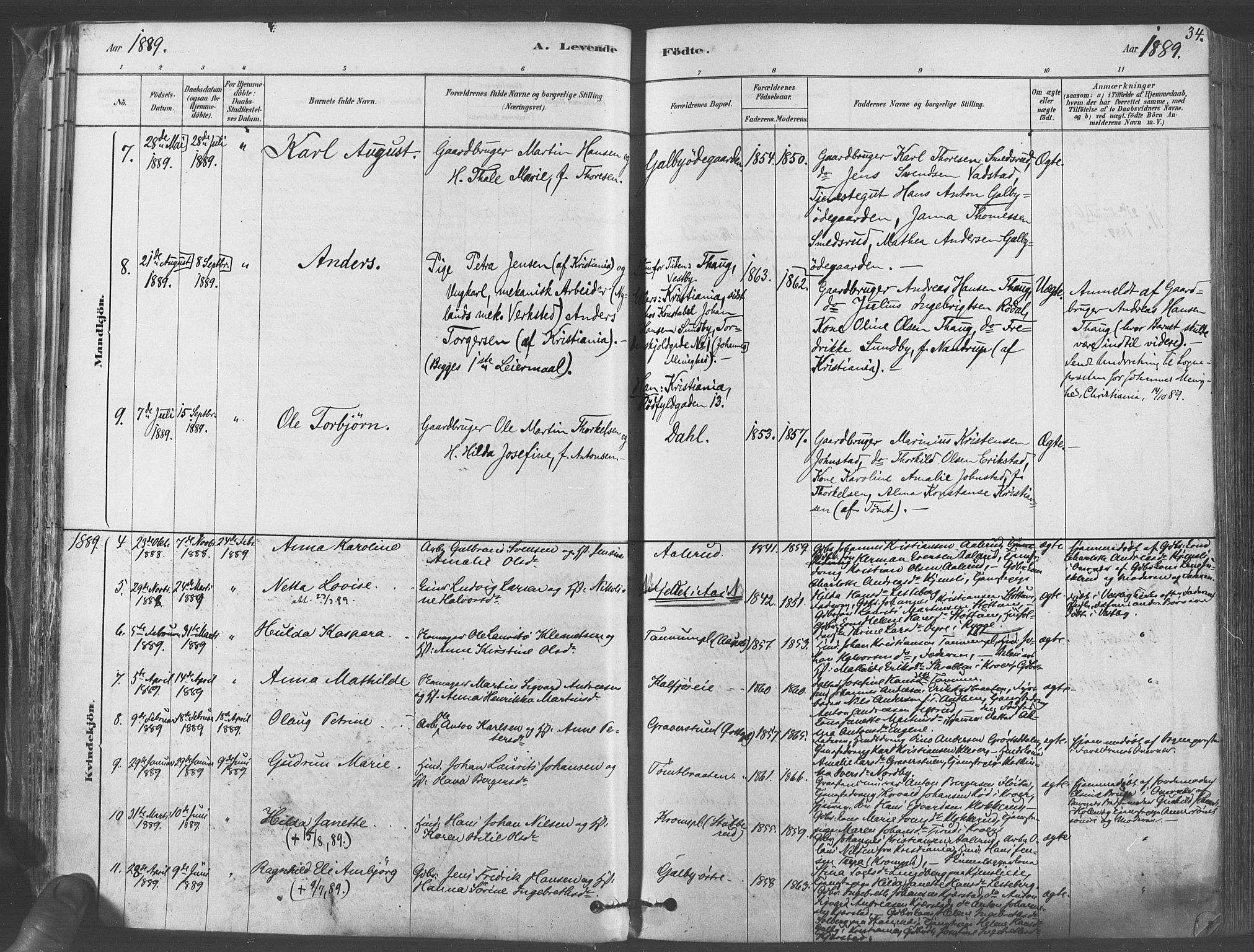 Vestby prestekontor Kirkebøker, AV/SAO-A-10893/F/Fa/L0009: Parish register (official) no. I 9, 1878-1900, p. 34