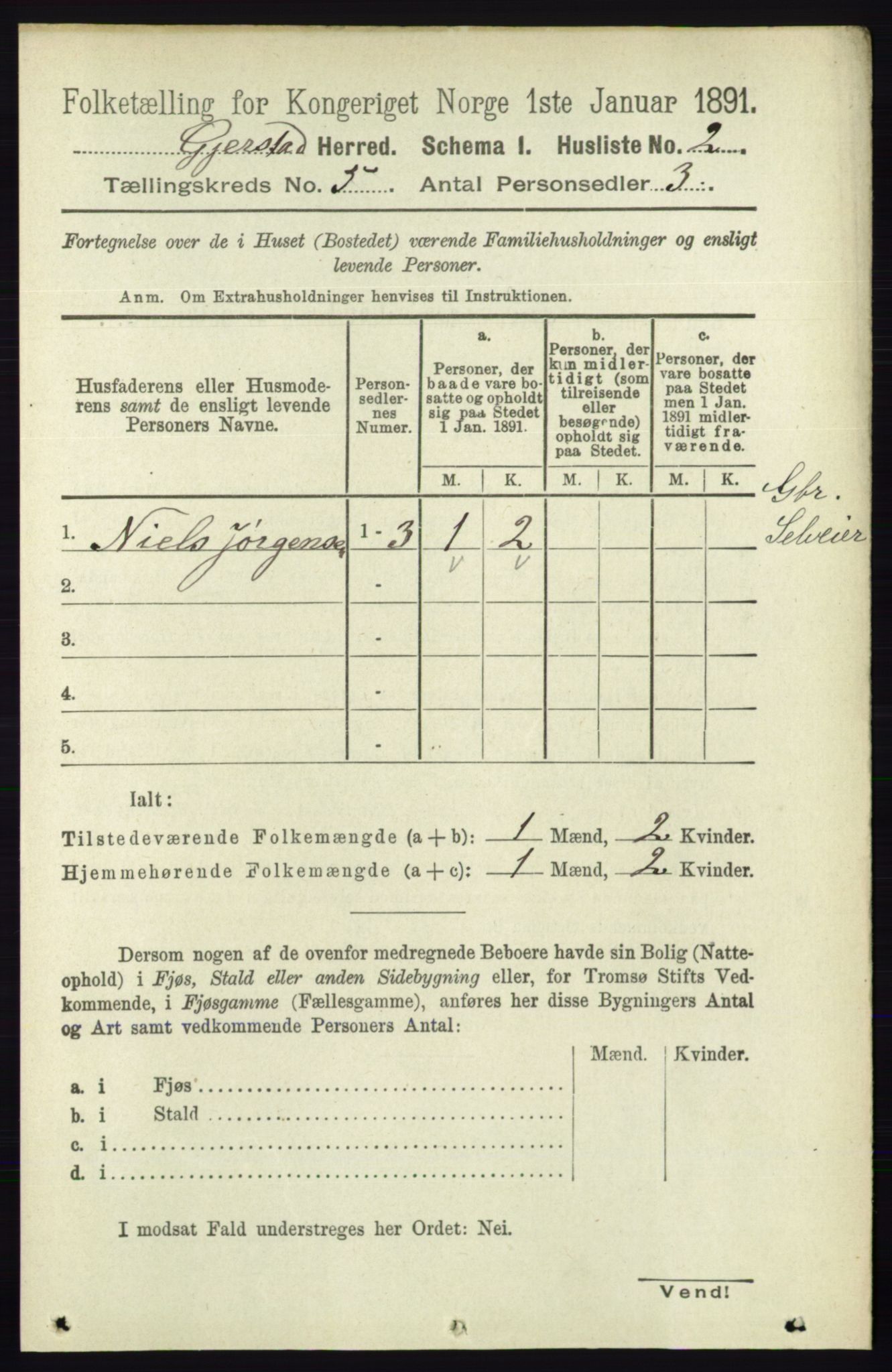 RA, 1891 census for 0911 Gjerstad, 1891, p. 1937