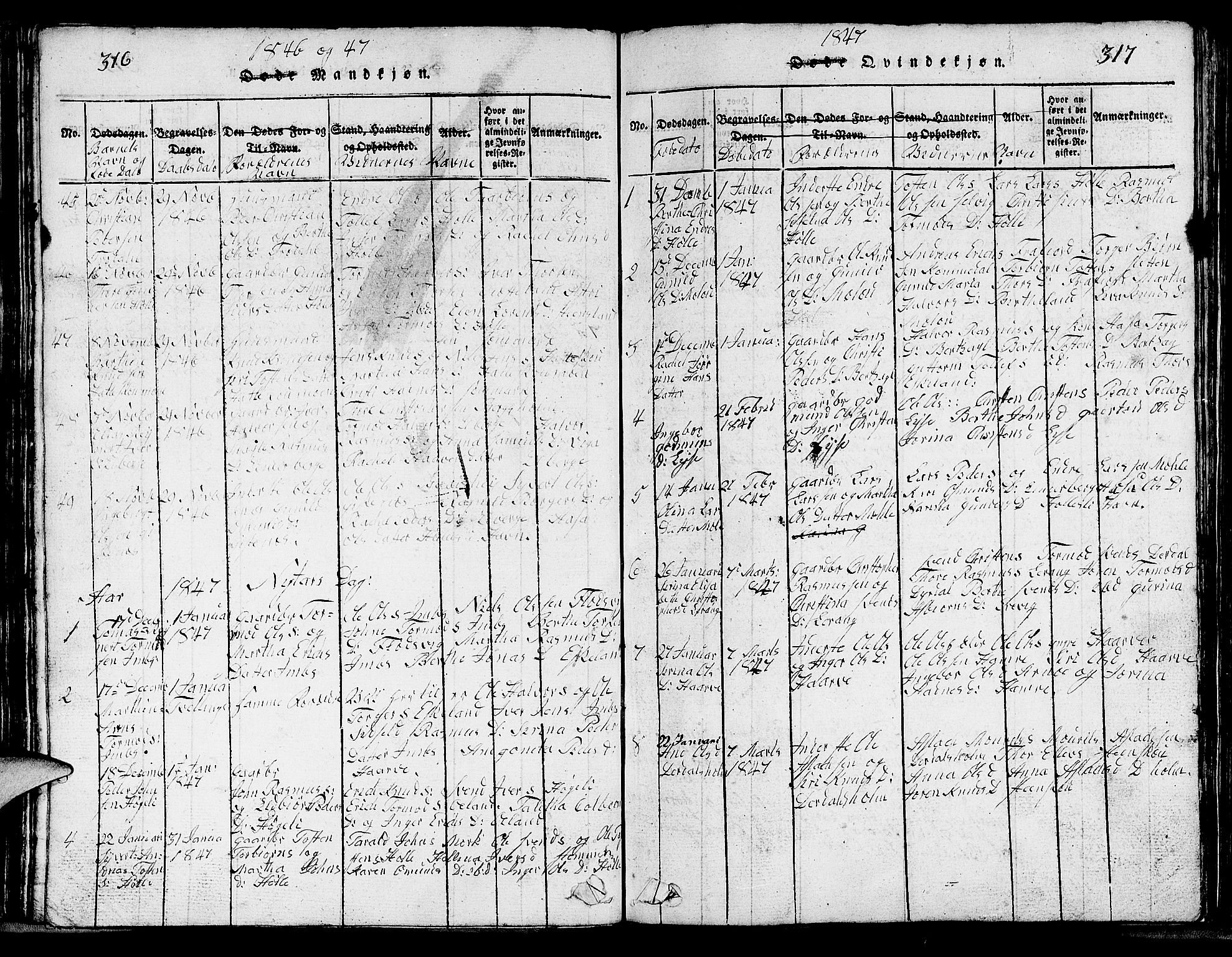 Strand sokneprestkontor, SAST/A-101828/H/Ha/Hab/L0002: Parish register (copy) no. B 2, 1816-1854, p. 316-317