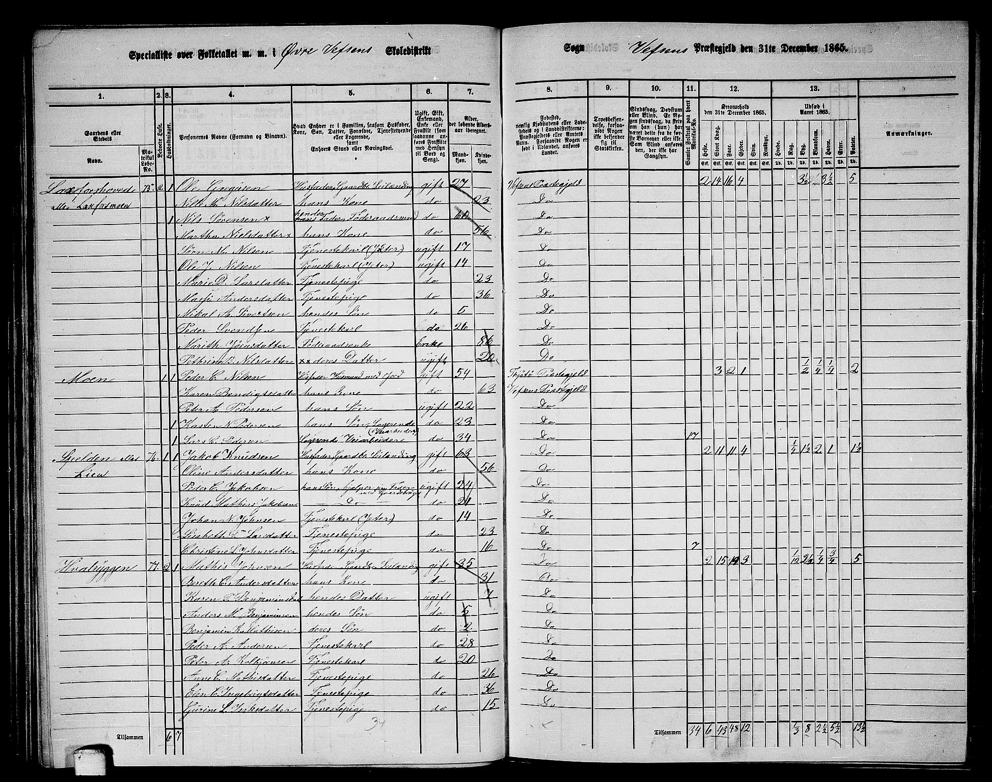 RA, 1865 census for Vefsn, 1865, p. 103