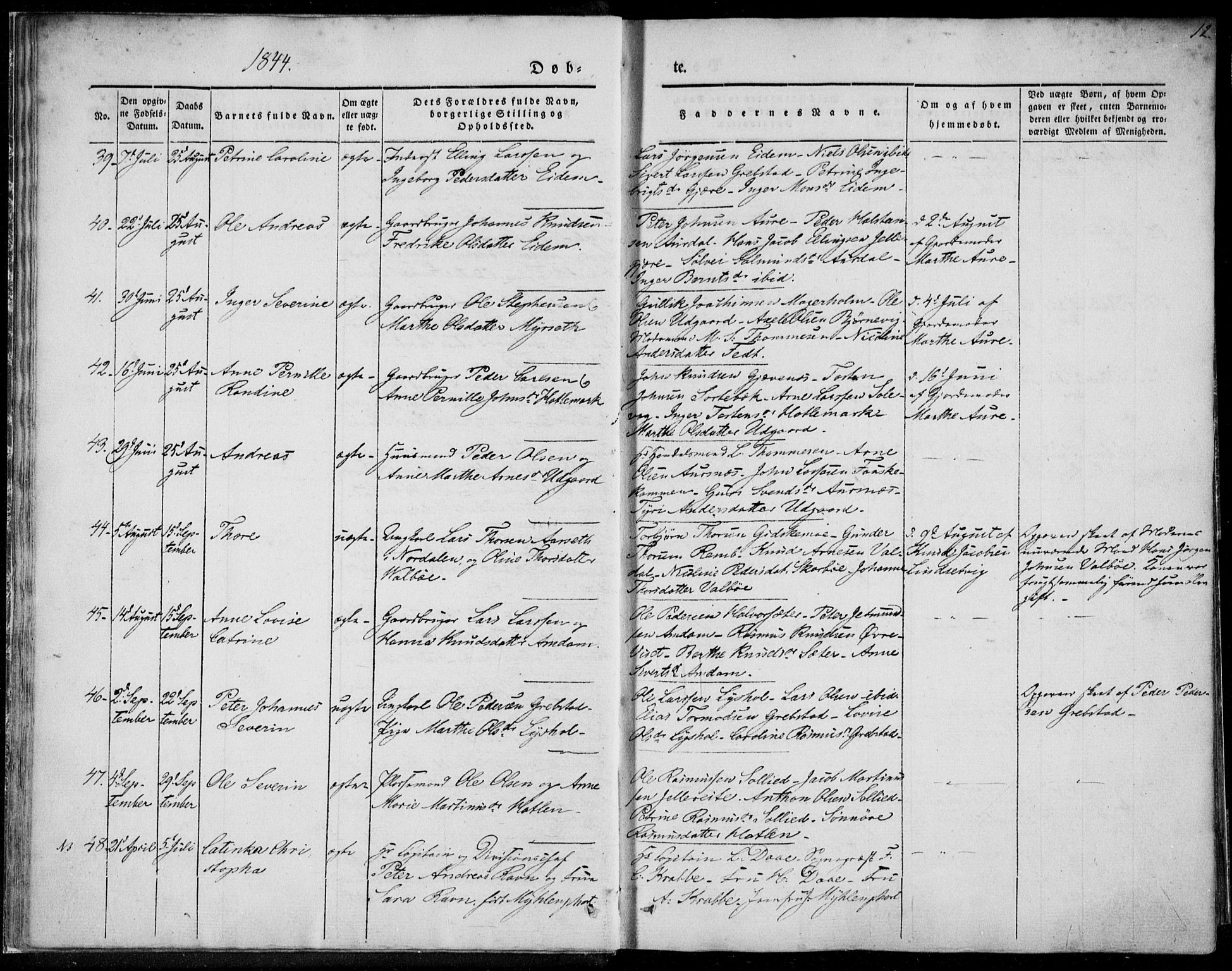 Ministerialprotokoller, klokkerbøker og fødselsregistre - Møre og Romsdal, AV/SAT-A-1454/522/L0312: Parish register (official) no. 522A07, 1843-1851, p. 12