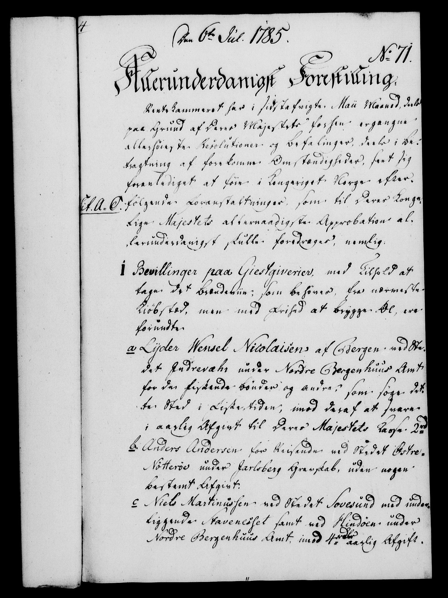Rentekammeret, Kammerkanselliet, RA/EA-3111/G/Gf/Gfa/L0067: Norsk relasjons- og resolusjonsprotokoll (merket RK 52.67), 1785, p. 616