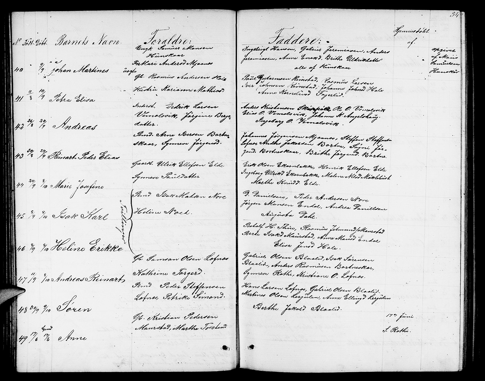 Davik sokneprestembete, SAB/A-79701/H/Hab/Habc/L0001: Parish register (copy) no. C 1, 1866-1888, p. 54