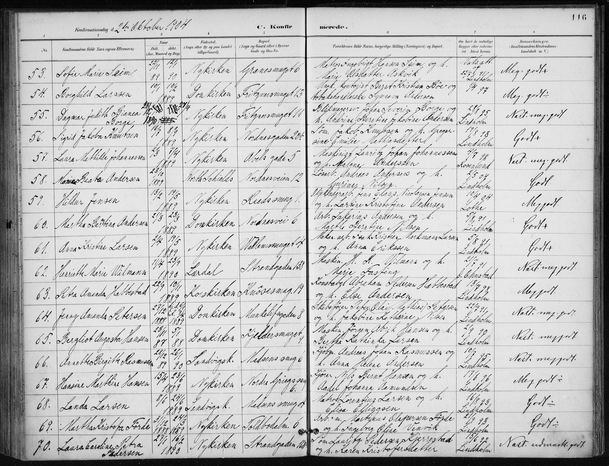 Nykirken Sokneprestembete, AV/SAB-A-77101/H/Haa/L0028: Parish register (official) no. C 7, 1887-1913, p. 116