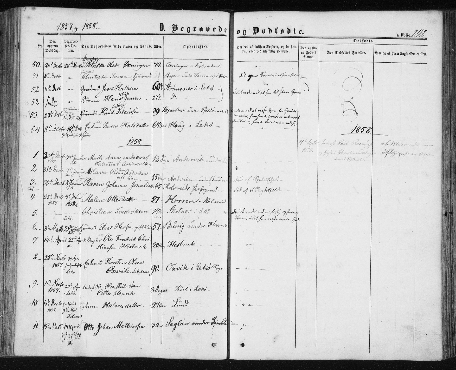 Ministerialprotokoller, klokkerbøker og fødselsregistre - Nord-Trøndelag, SAT/A-1458/780/L0641: Parish register (official) no. 780A06, 1857-1874, p. 242