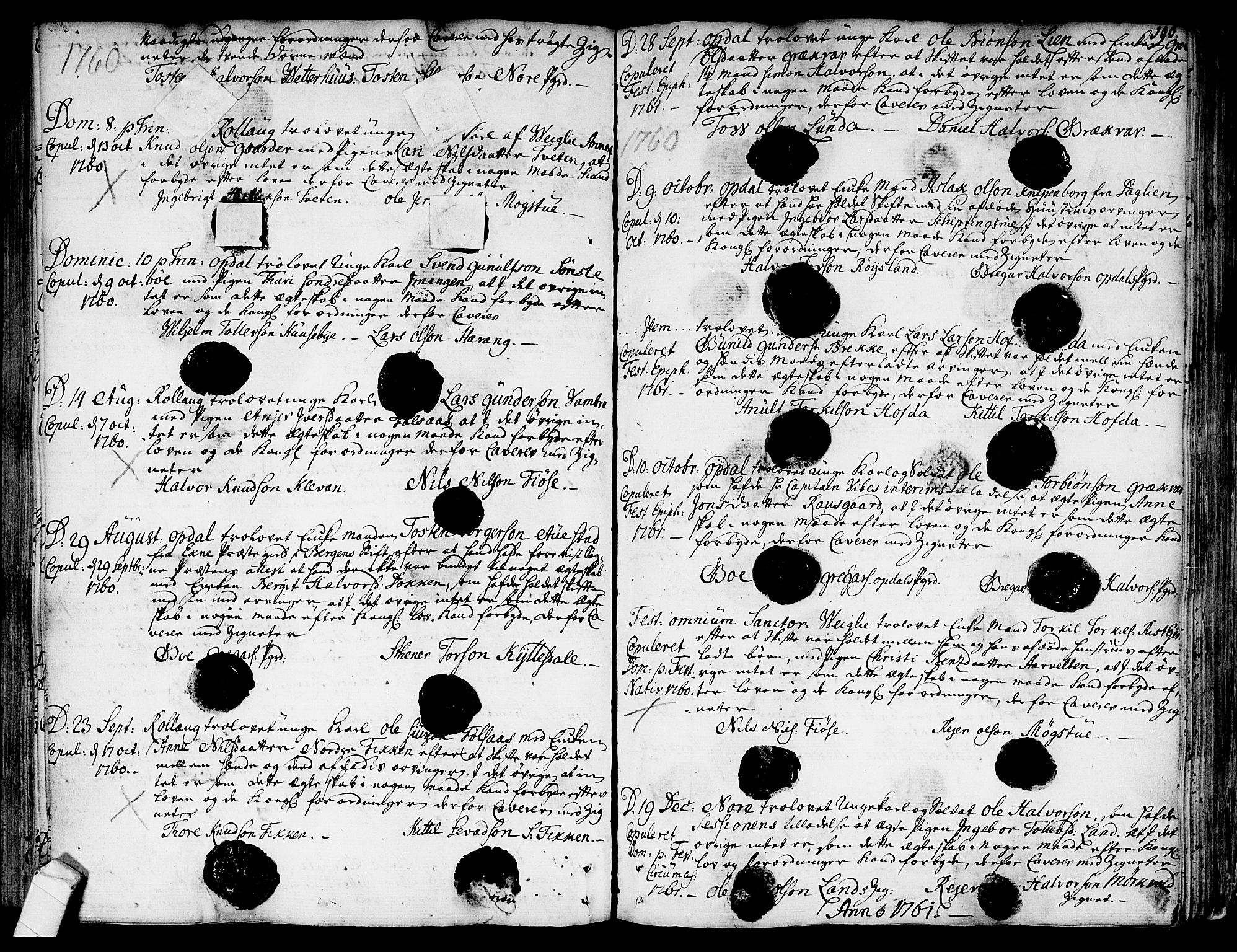 Rollag kirkebøker, SAKO/A-240/F/Fa/L0003: Parish register (official) no. I 3, 1743-1778, p. 190