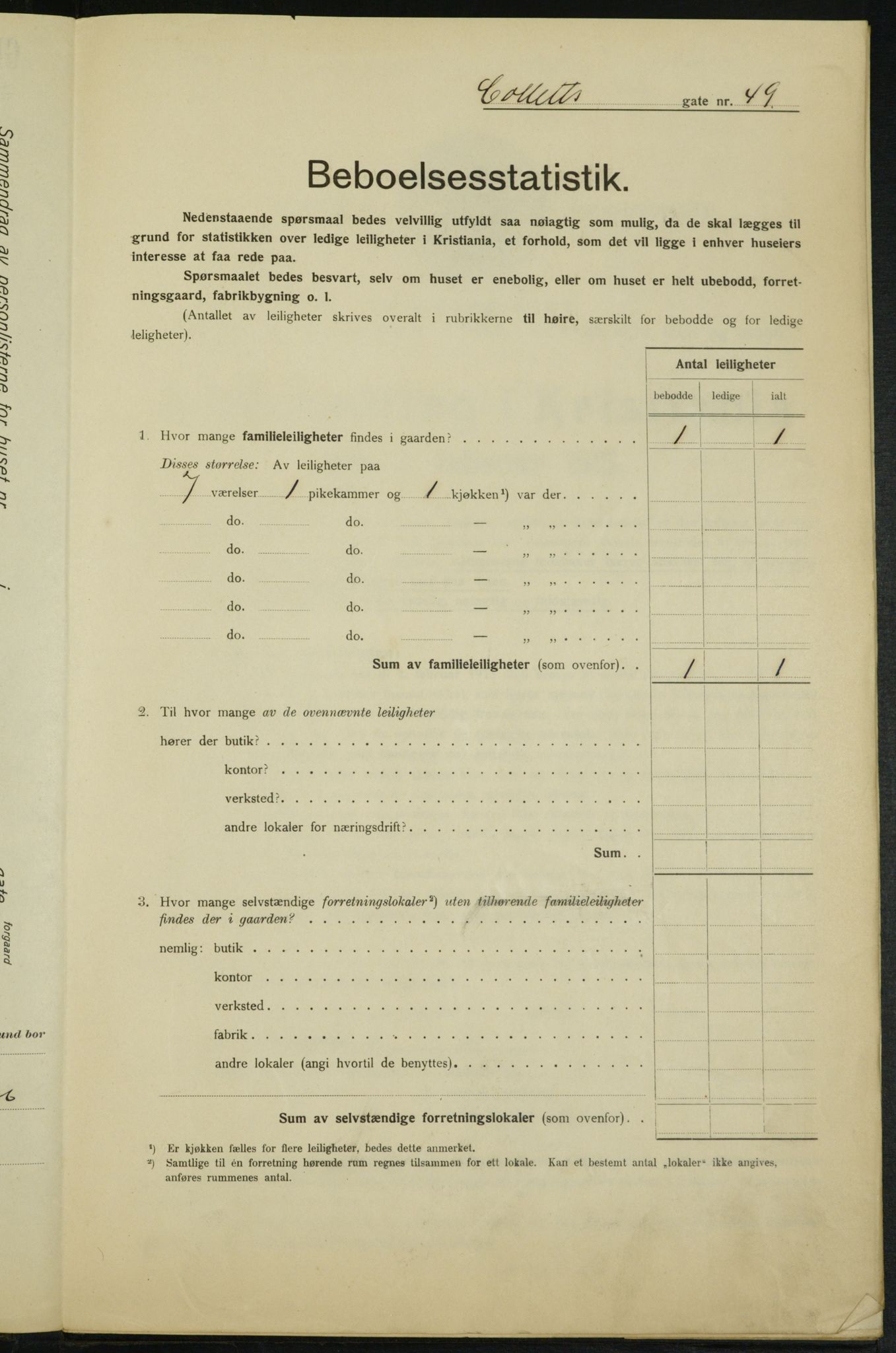 OBA, Municipal Census 1915 for Kristiania, 1915, p. 13275