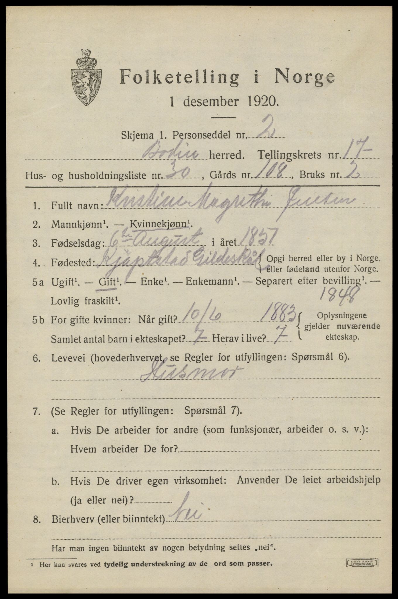 SAT, 1920 census for Bodin, 1920, p. 12676