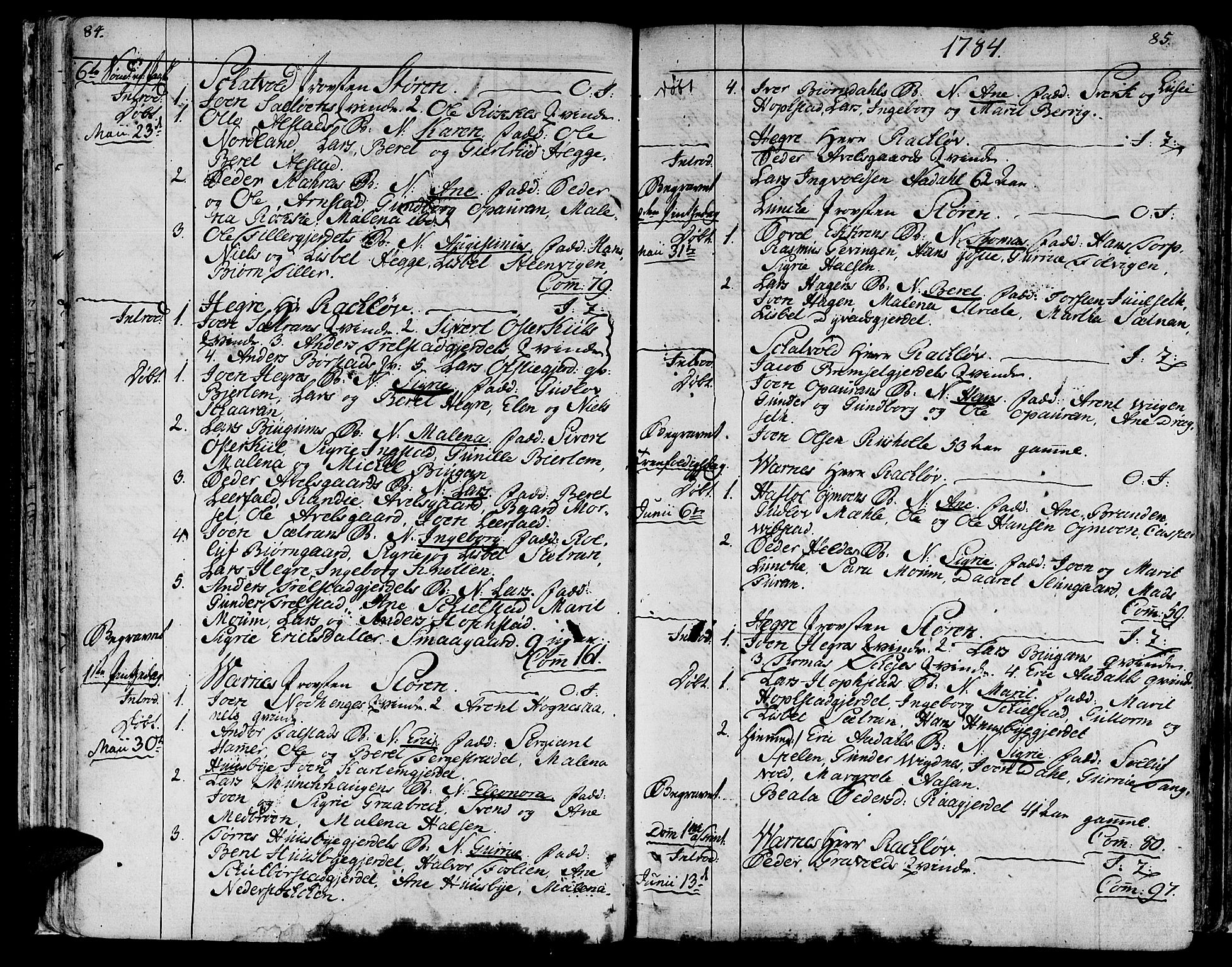 Ministerialprotokoller, klokkerbøker og fødselsregistre - Nord-Trøndelag, AV/SAT-A-1458/709/L0059: Parish register (official) no. 709A06, 1781-1797, p. 84-85