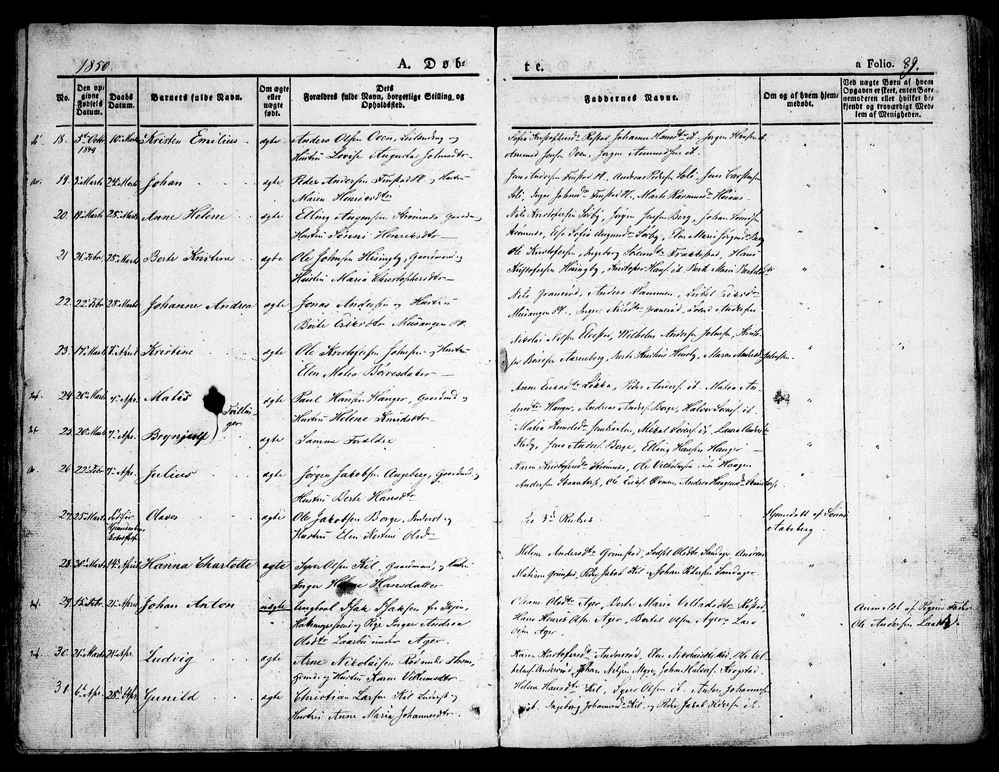 Råde prestekontor kirkebøker, AV/SAO-A-2009/F/Fa/L0005: Parish register (official) no. 5, 1830-1853, p. 89