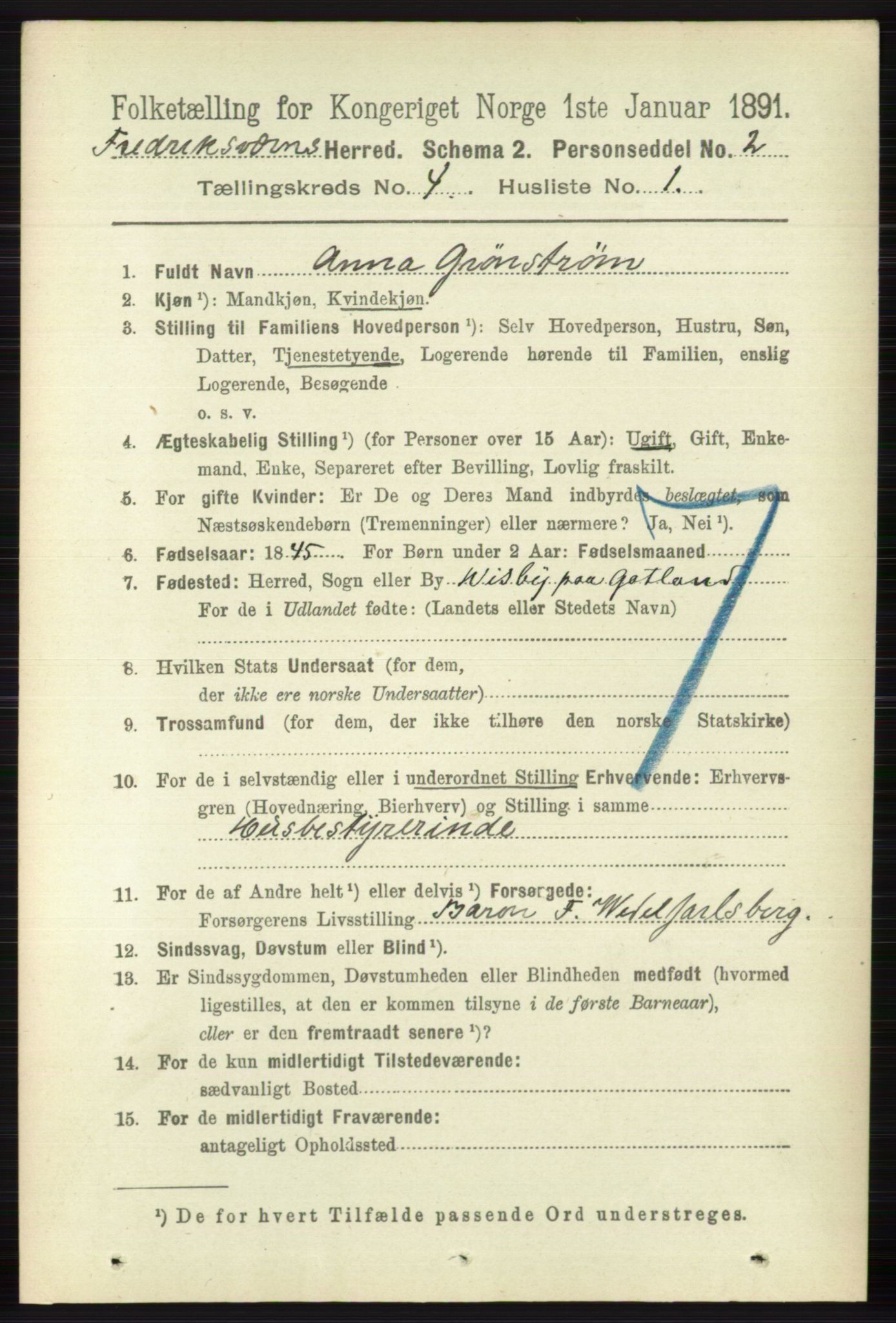 RA, 1891 census for 0798 Fredriksvern, 1891, p. 713