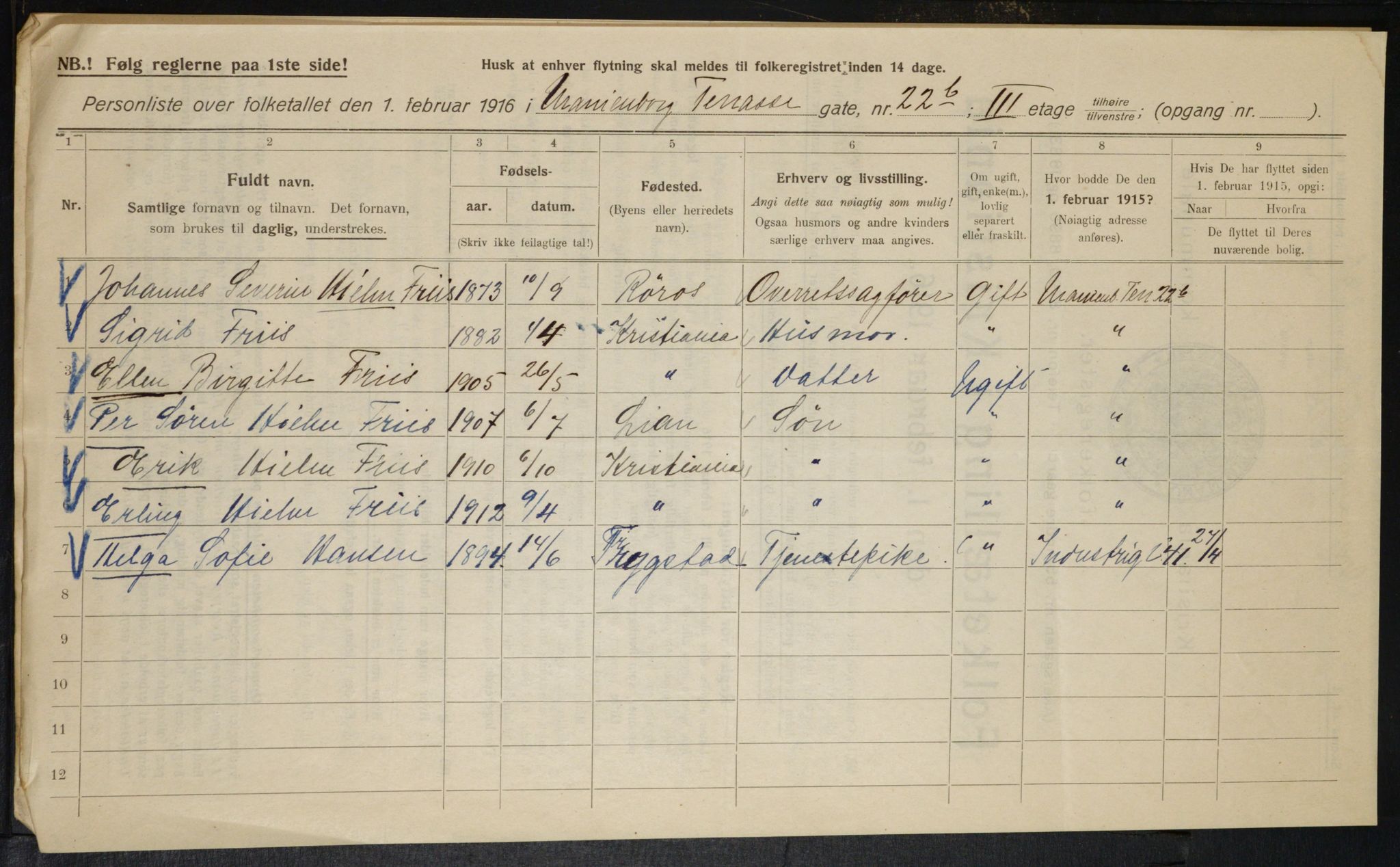 OBA, Municipal Census 1916 for Kristiania, 1916, p. 124067