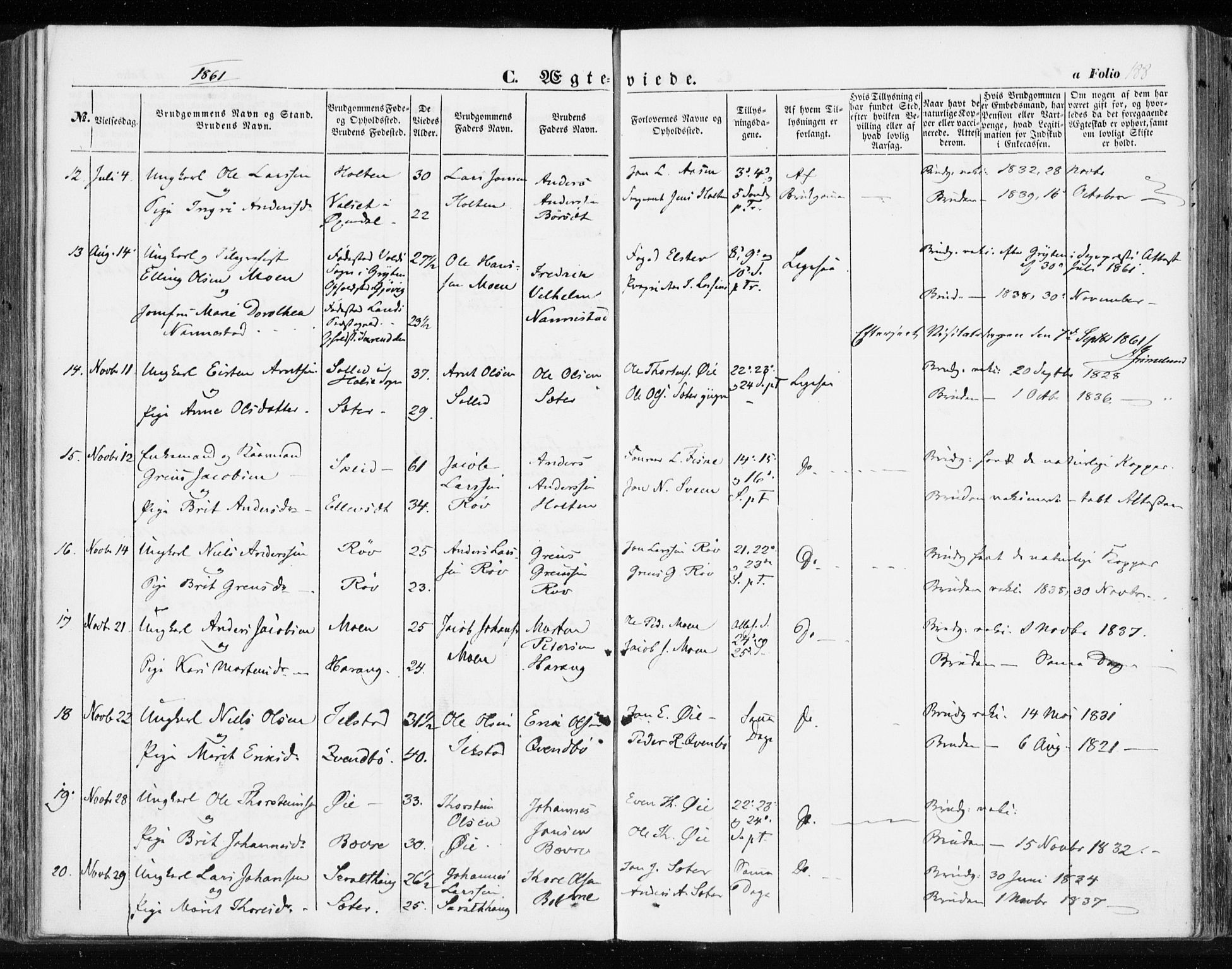 Ministerialprotokoller, klokkerbøker og fødselsregistre - Møre og Romsdal, AV/SAT-A-1454/595/L1044: Parish register (official) no. 595A06, 1852-1863, p. 188