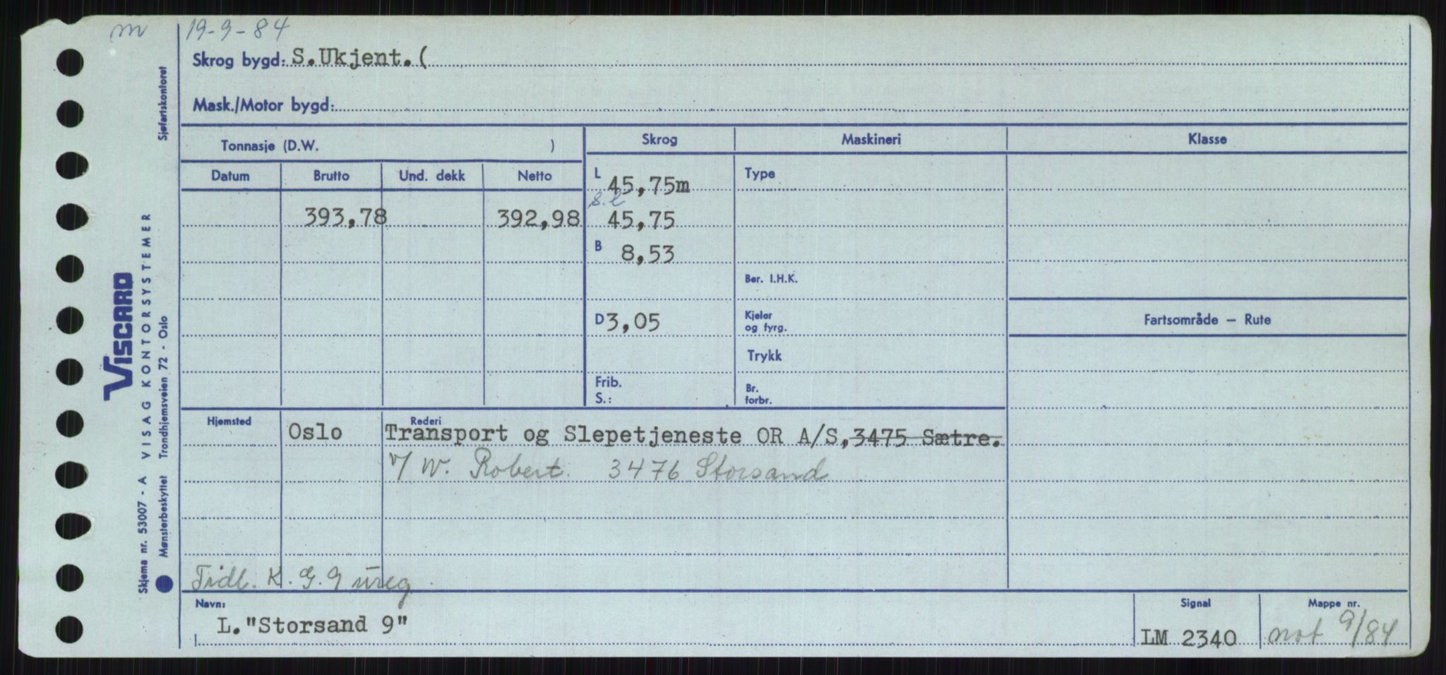 Sjøfartsdirektoratet med forløpere, Skipsmålingen, AV/RA-S-1627/H/Hc/L0001: Lektere, A-Y, p. 399