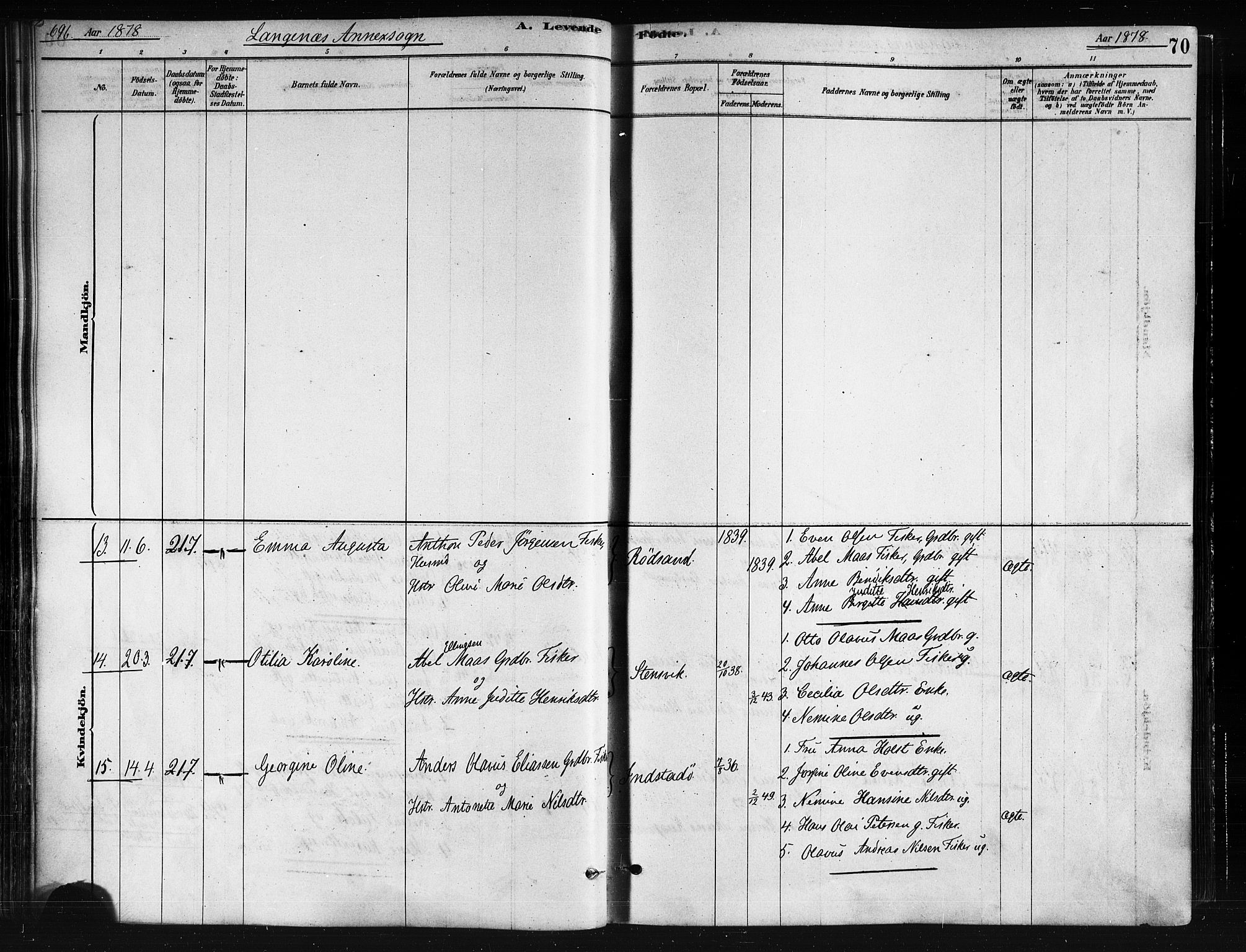 Ministerialprotokoller, klokkerbøker og fødselsregistre - Nordland, AV/SAT-A-1459/893/L1335: Parish register (official) no. 893A08 /2, 1878-1884, p. 70