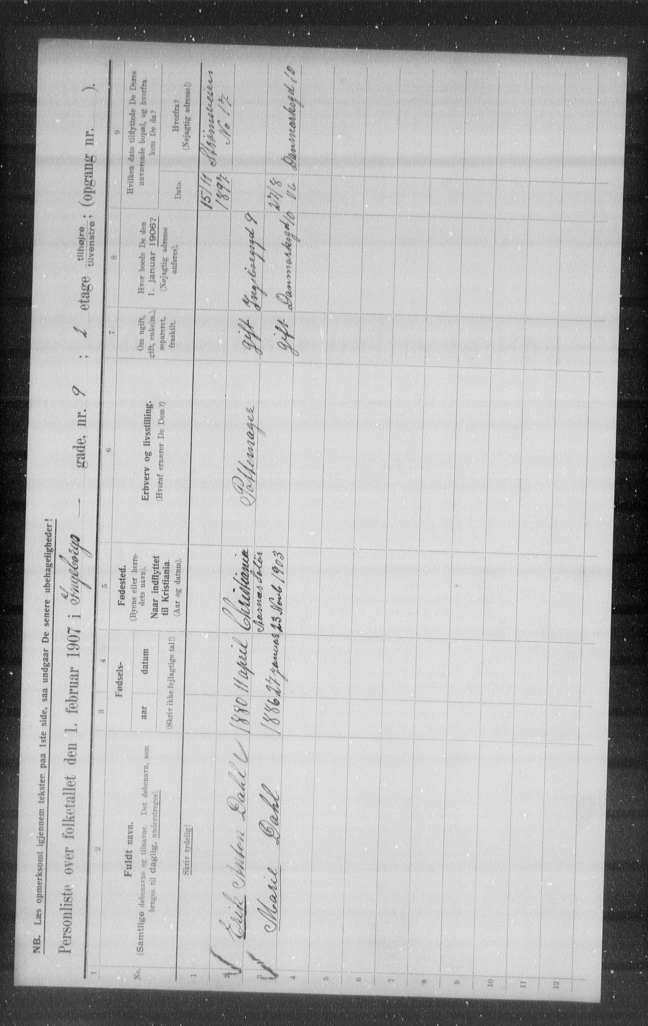 OBA, Municipal Census 1907 for Kristiania, 1907, p. 22490