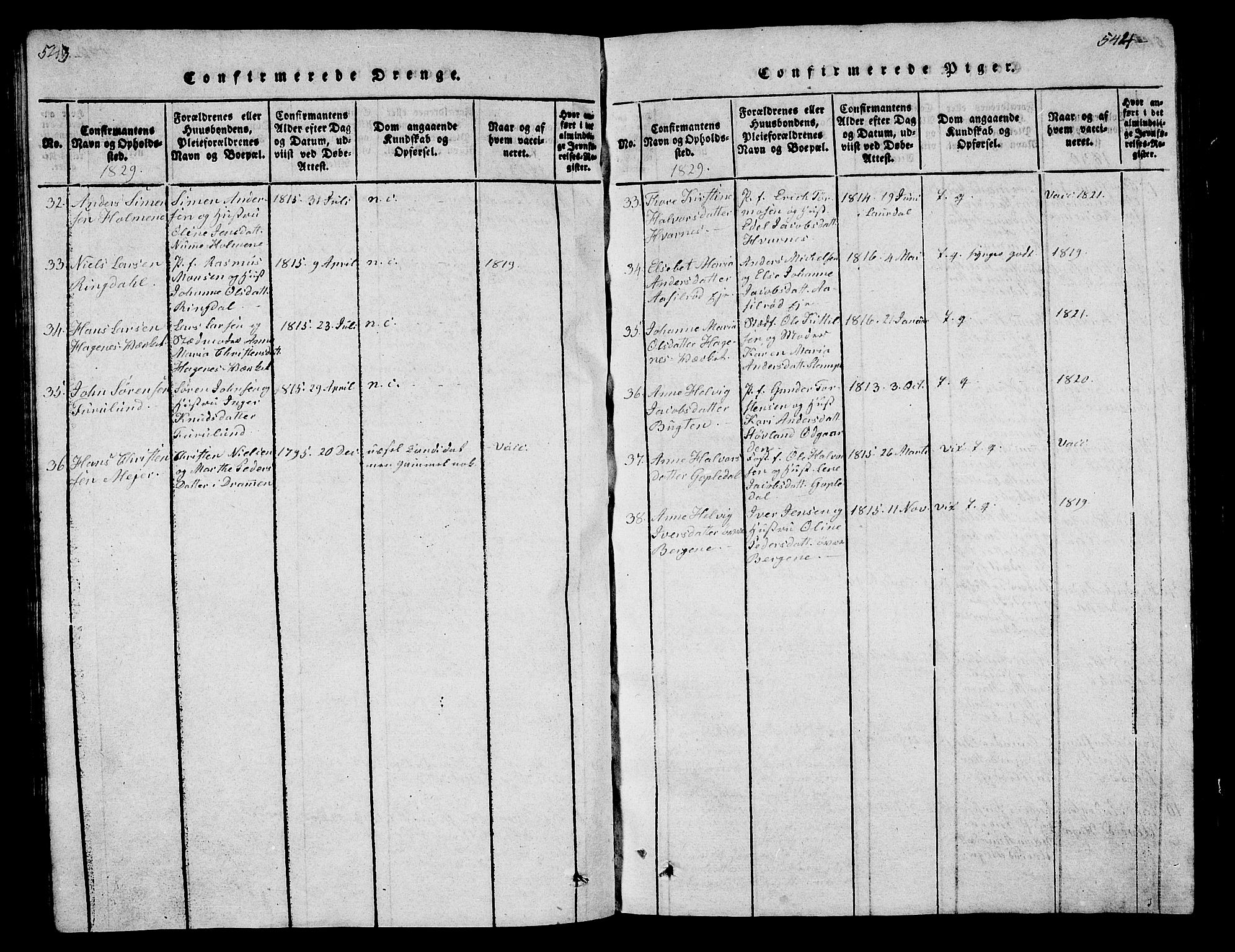 Hedrum kirkebøker, SAKO/A-344/G/Ga/L0003: Parish register (copy) no. I 3, 1817-1835, p. 543-544
