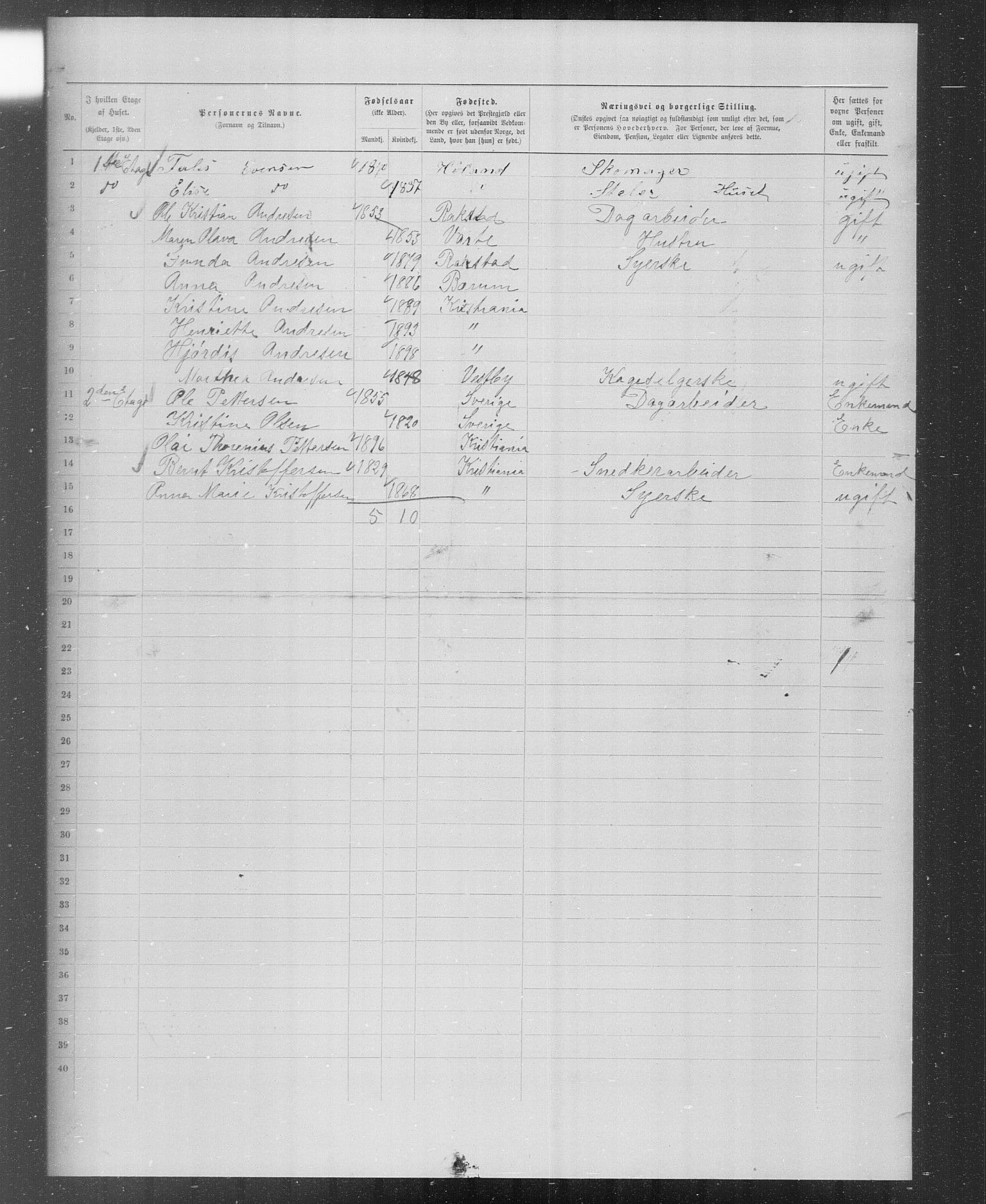 OBA, Municipal Census 1899 for Kristiania, 1899, p. 4610