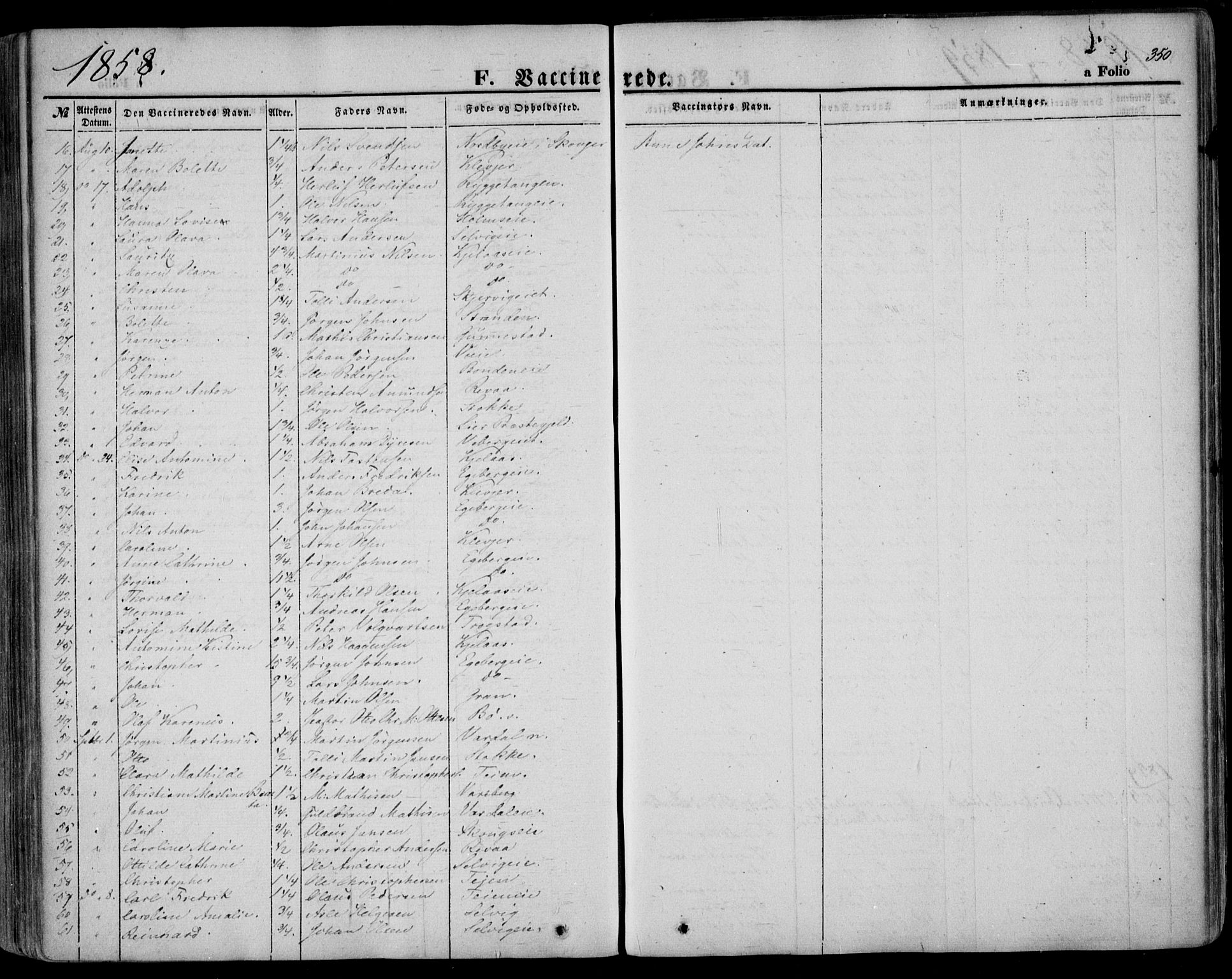 Sande Kirkebøker, AV/SAKO-A-53/F/Fa/L0004: Parish register (official) no. 4, 1847-1864, p. 350