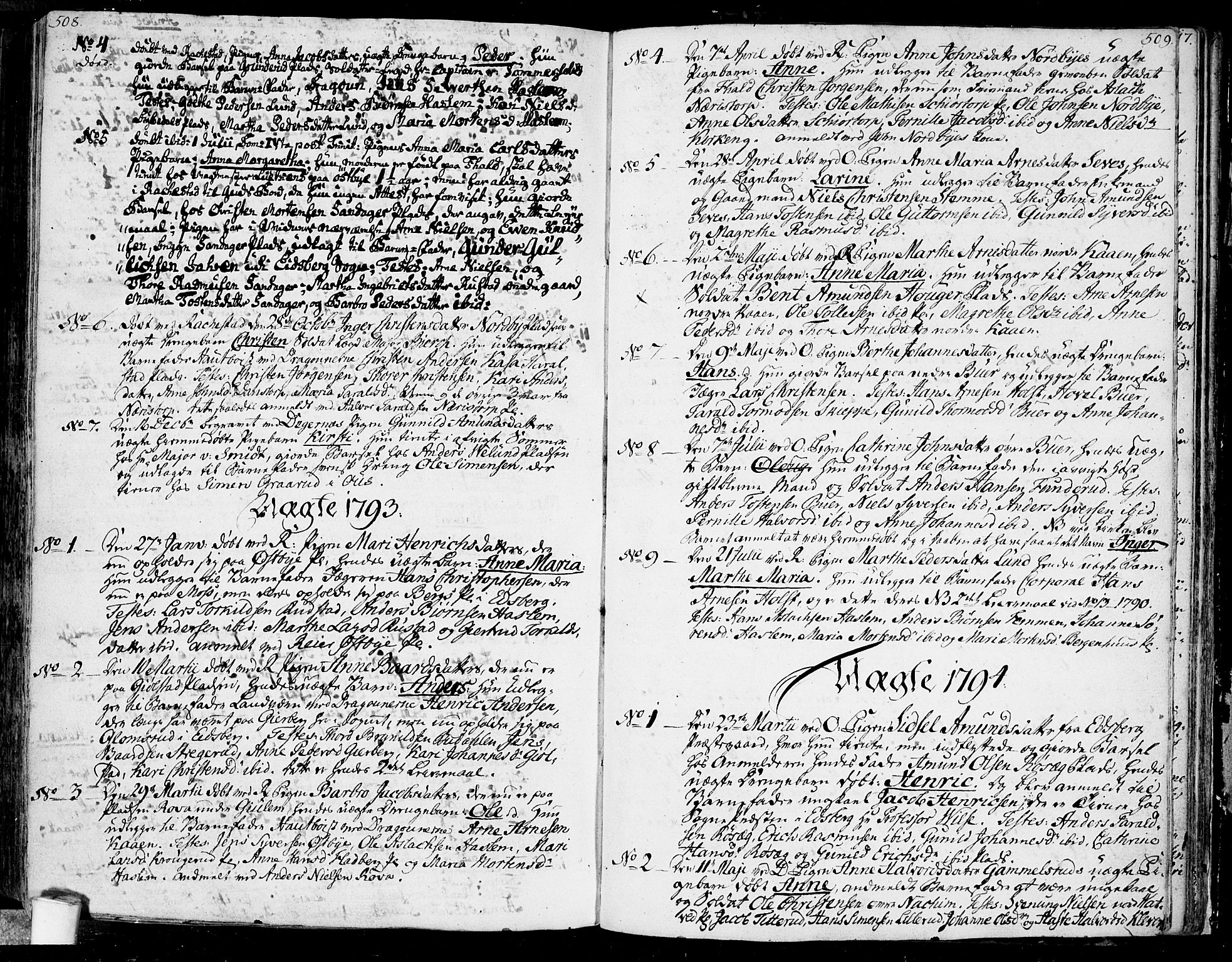 Rakkestad prestekontor Kirkebøker, AV/SAO-A-2008/F/Fa/L0005: Parish register (official) no. I 5, 1784-1814, p. 508-509