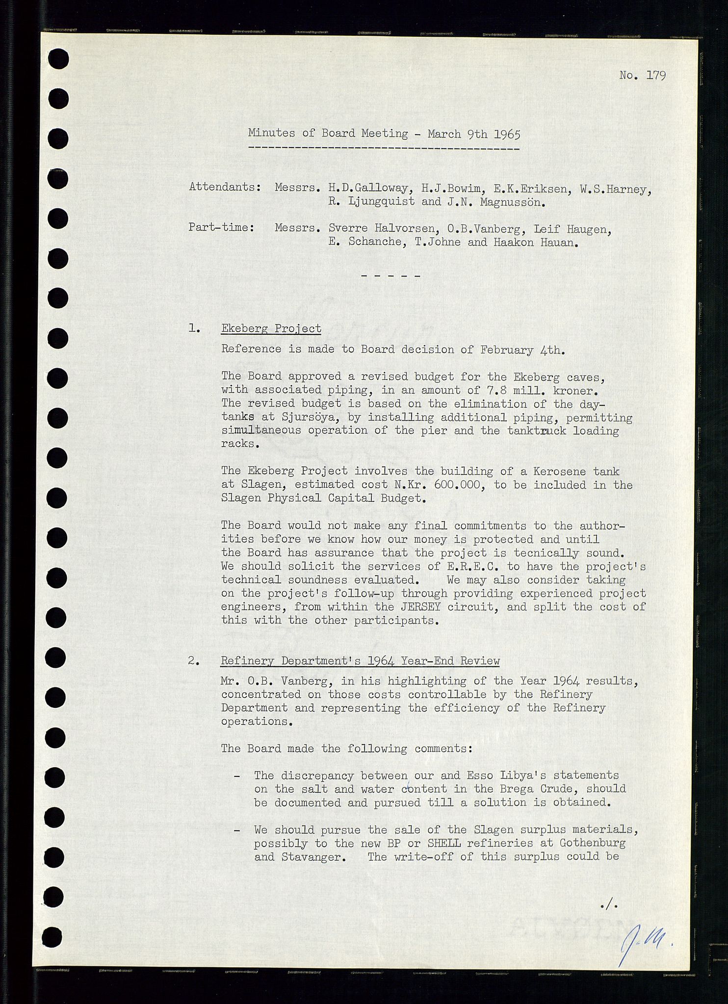 Pa 0982 - Esso Norge A/S, AV/SAST-A-100448/A/Aa/L0002/0001: Den administrerende direksjon Board minutes (styrereferater) / Den administrerende direksjon Board minutes (styrereferater), 1965, p. 141