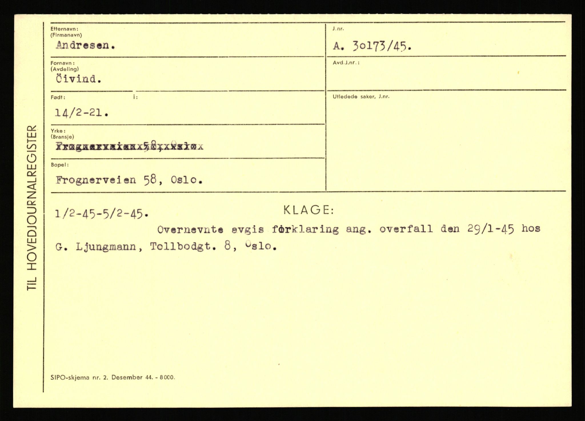 Statspolitiet - Hovedkontoret / Osloavdelingen, AV/RA-S-1329/C/Ca/L0001: Aabakken - Armann, 1943-1945, p. 4305
