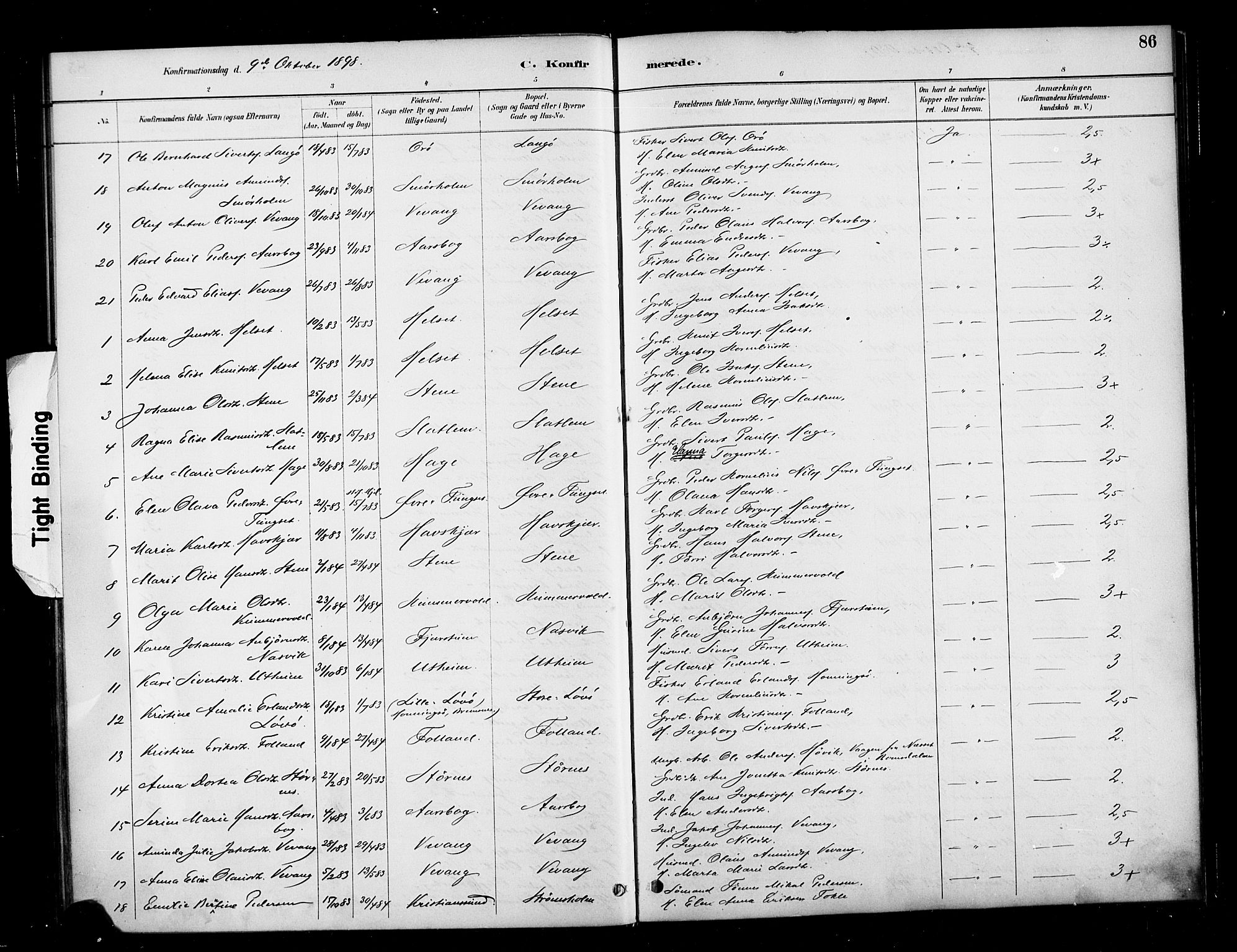 Ministerialprotokoller, klokkerbøker og fødselsregistre - Møre og Romsdal, AV/SAT-A-1454/570/L0832: Parish register (official) no. 570A06, 1885-1900, p. 86