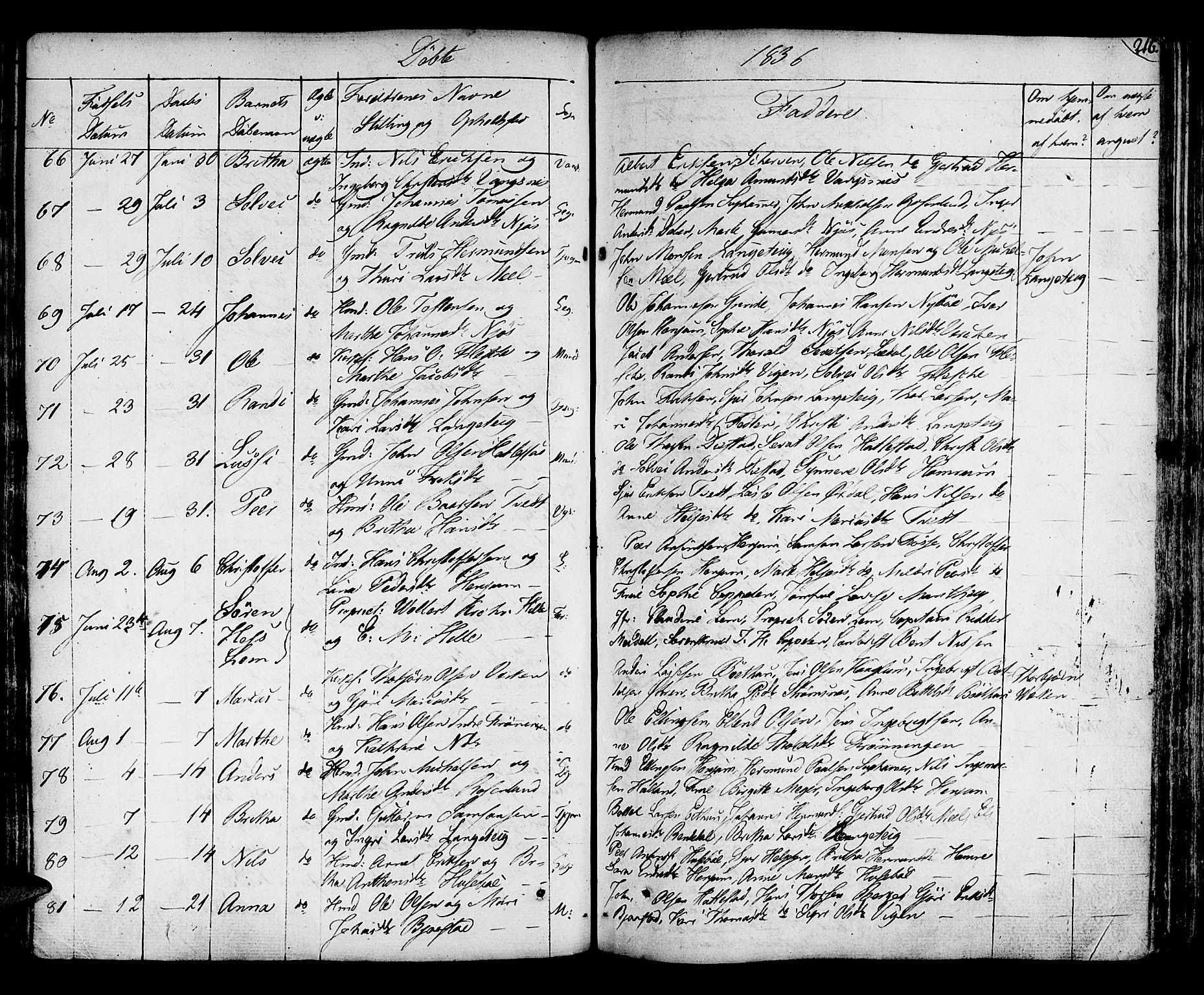 Leikanger sokneprestembete, AV/SAB-A-81001/H/Haa/Haaa/L0006: Parish register (official) no. A 6, 1810-1838, p. 216