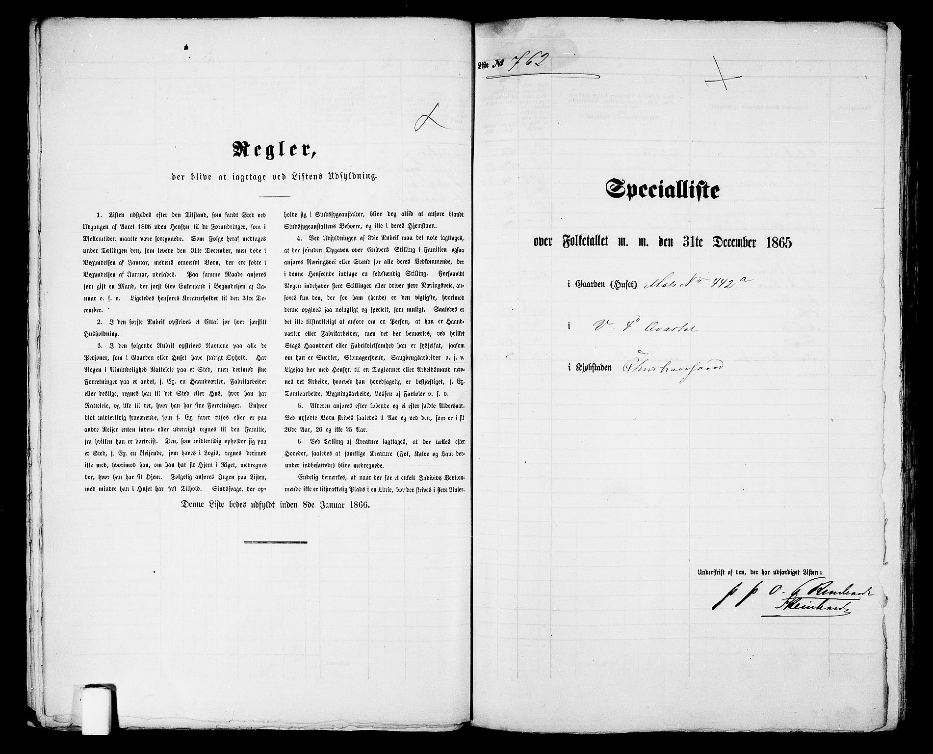 RA, 1865 census for Kristiansand, 1865, p. 1563