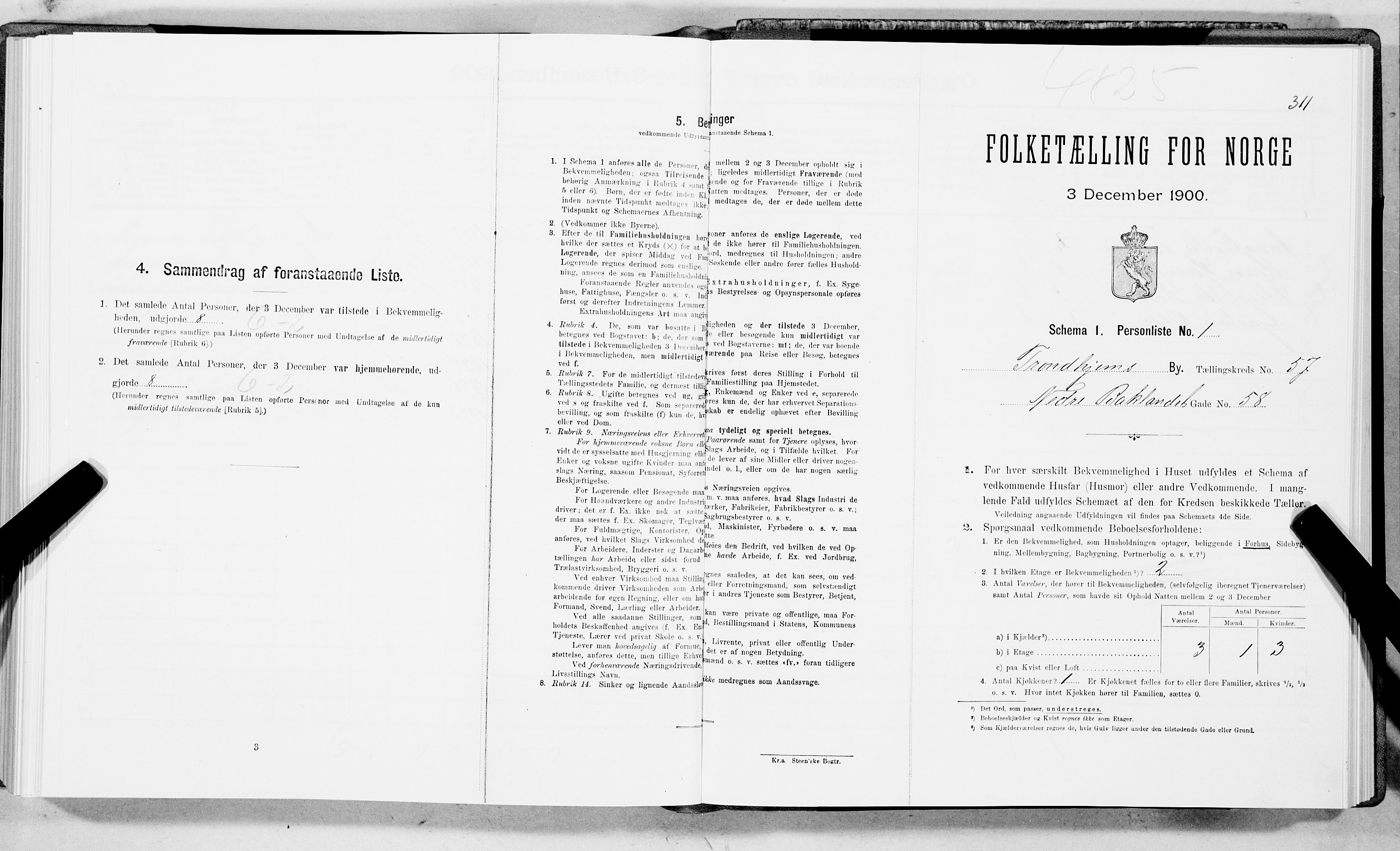 SAT, 1900 census for Trondheim, 1900, p. 9768