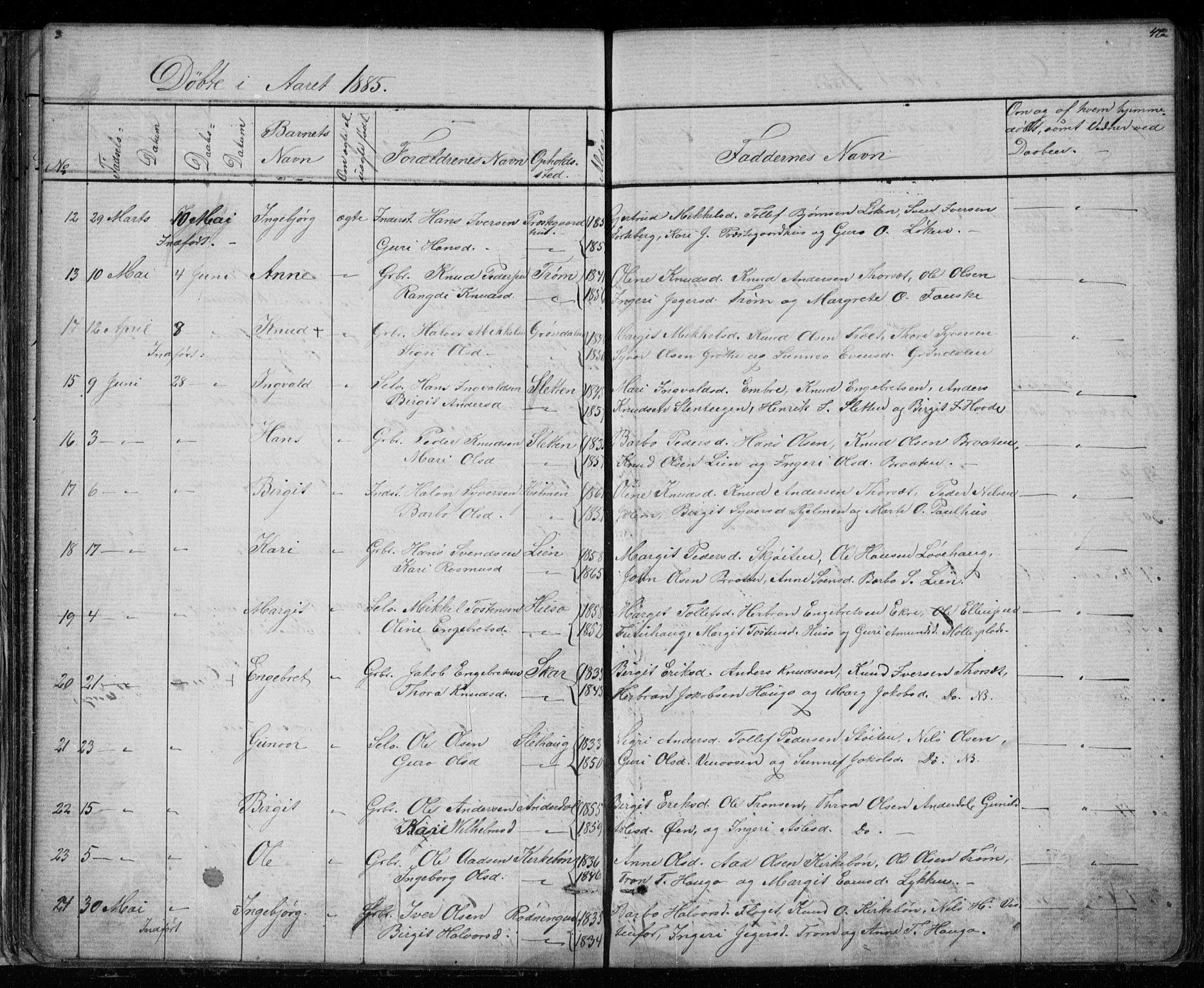 Gol kirkebøker, AV/SAKO-A-226/G/Gb/L0005: Parish register (copy) no. II 5, 1875-1891, p. 46