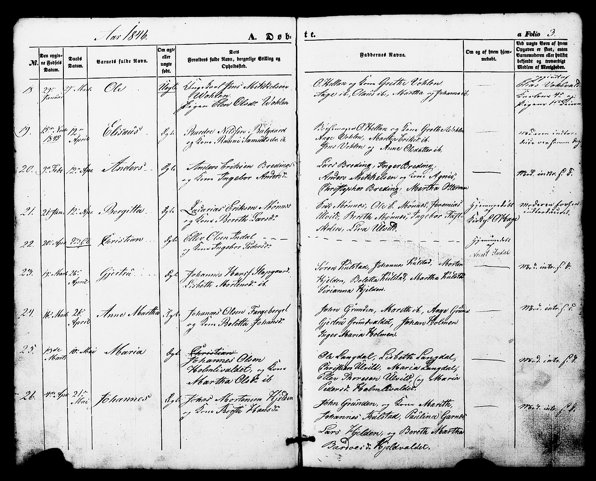 Ministerialprotokoller, klokkerbøker og fødselsregistre - Nord-Trøndelag, AV/SAT-A-1458/724/L0268: Parish register (copy) no. 724C04, 1846-1878, p. 3