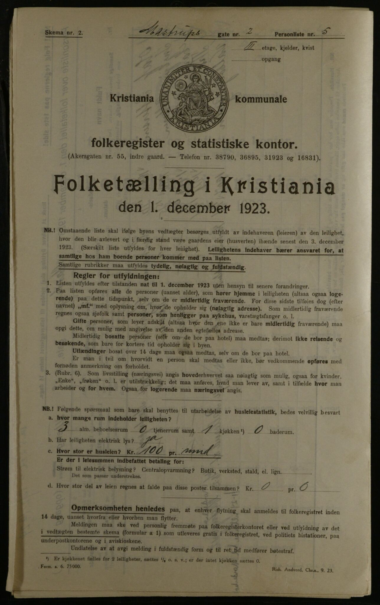 OBA, Municipal Census 1923 for Kristiania, 1923, p. 71755