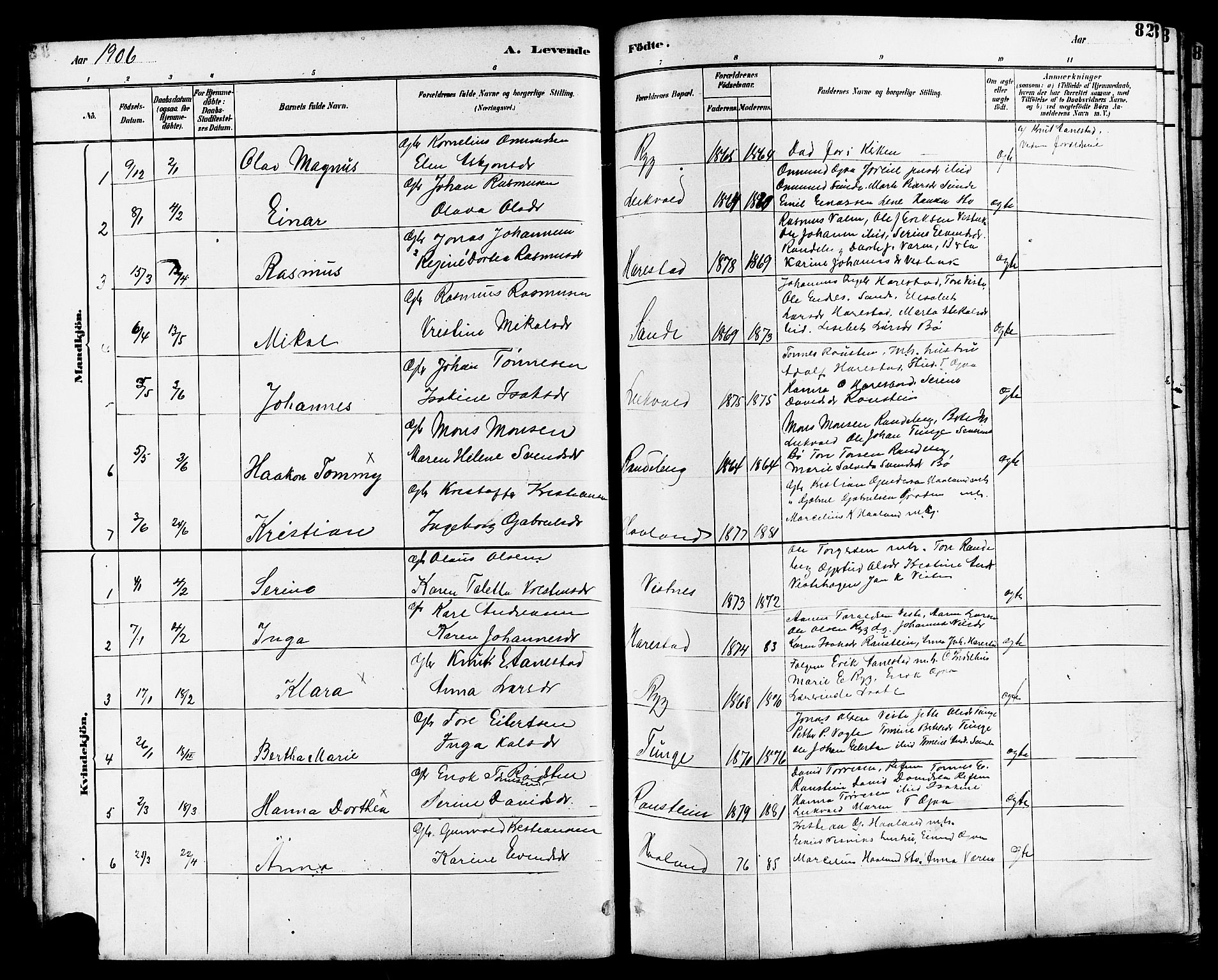 Hetland sokneprestkontor, SAST/A-101826/30/30BB/L0006: Parish register (copy) no. B 6, 1878-1921, p. 82