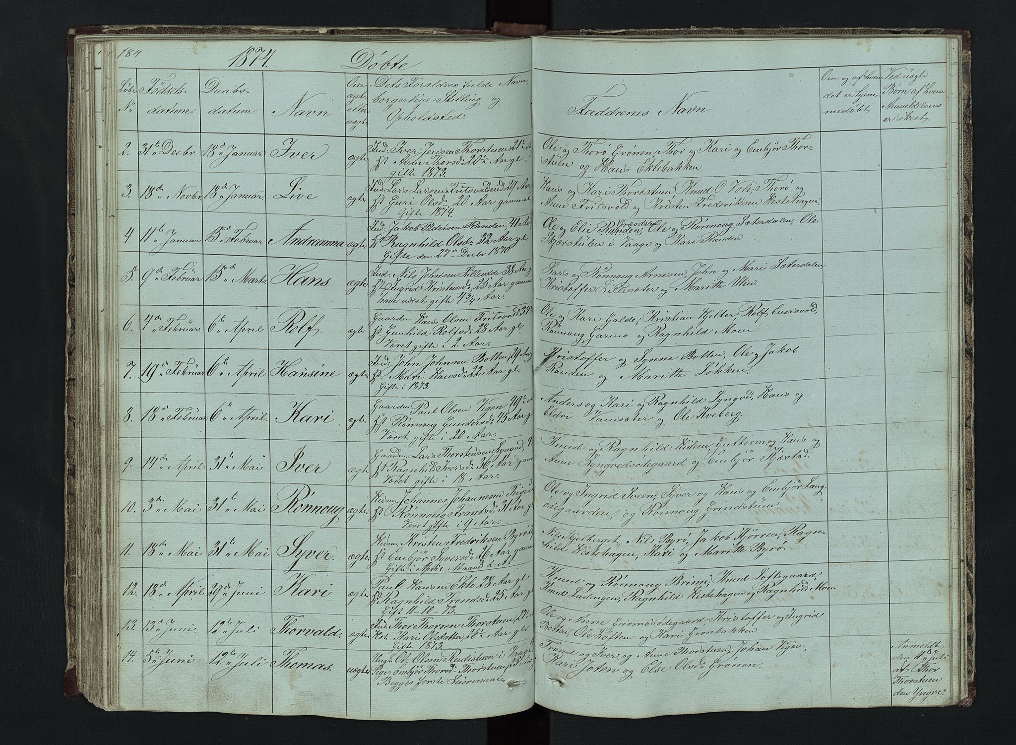 Lom prestekontor, SAH/PREST-070/L/L0014: Parish register (copy) no. 14, 1845-1876, p. 184-185