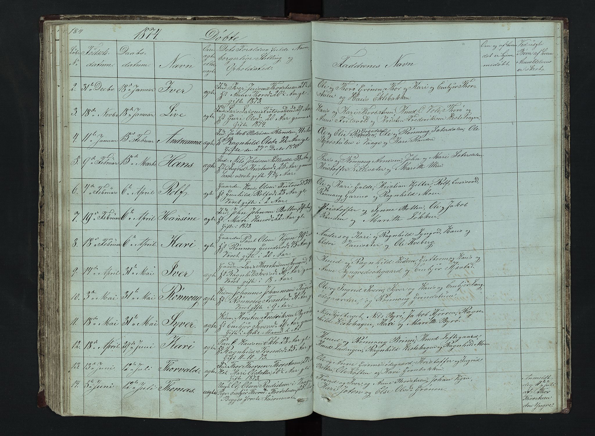 Lom prestekontor, AV/SAH-PREST-070/L/L0014: Parish register (copy) no. 14, 1845-1876, p. 184-185