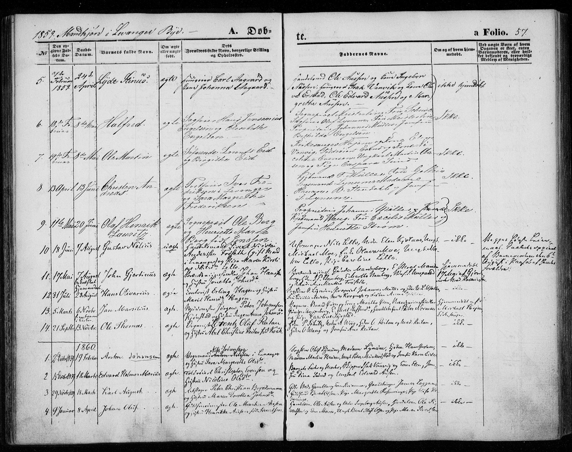 Ministerialprotokoller, klokkerbøker og fødselsregistre - Nord-Trøndelag, AV/SAT-A-1458/720/L0184: Parish register (official) no. 720A02 /1, 1855-1863, p. 57