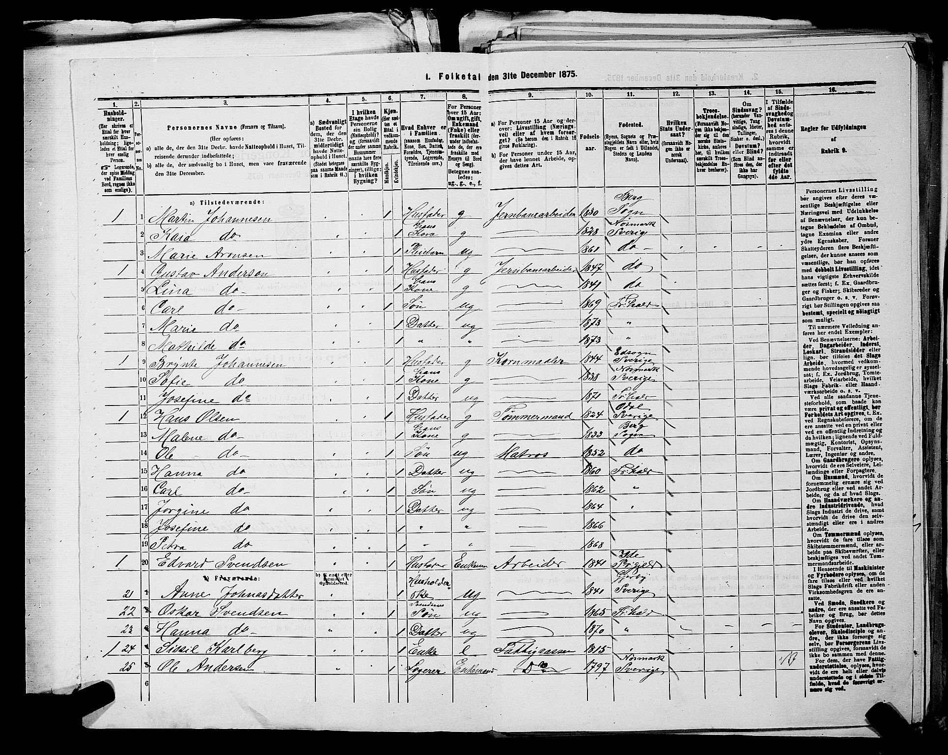 RA, 1875 census for 0101P Fredrikshald, 1875, p. 1124